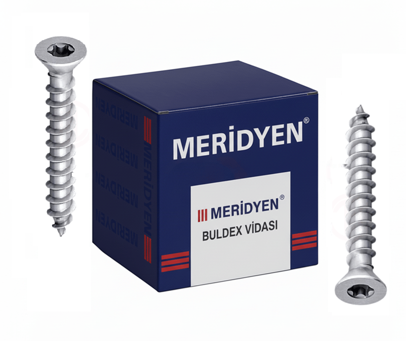 MERİDYEN Buldex Vida 7.5x120 mm 100'lü Paket - Profesyonel Çinko Kaplı Dübelsiz Beton Vidası, Yüksek Tork Mukavemetli Şantiye Tipi Havşalı Kasa Tipi Buldex Vida