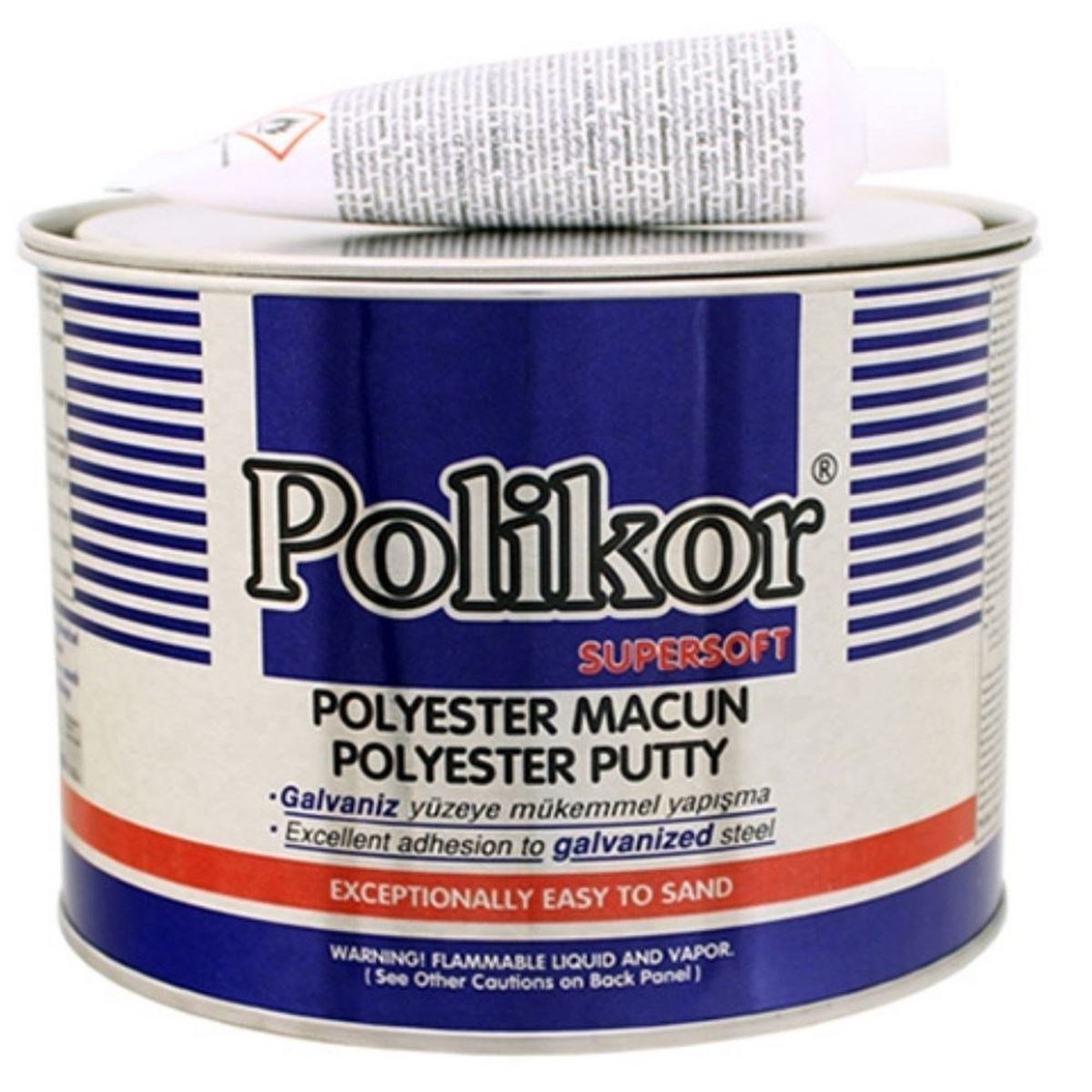 POLIKOR SÜPERSOFT Polyester Macunu 0.5 kg - Profesyonel Kolay Zımparalanan Oto Kaporta ve Genel Amaçlı Dolgu Macunu