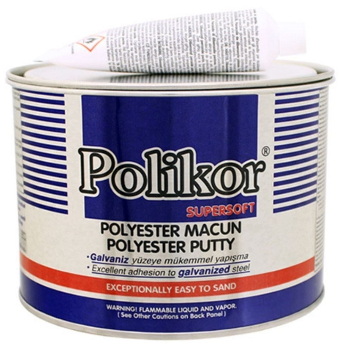 POLIKOR SÜPERSOFT Polyester Macunu 0.5 kg - Profesyonel Kolay Zımparalanan Oto Kaporta ve Genel Amaçlı Dolgu Macunu