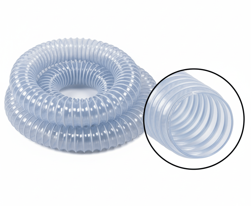 SERTSAN Şeffaf Spiral Lavabo Hortumu 11/4'' - Profesyonel Çelik Tel Takviyeli Sıhhi Tesisat, Evye, Büyük Sifon ve Atık Su Tahliye Hortumu