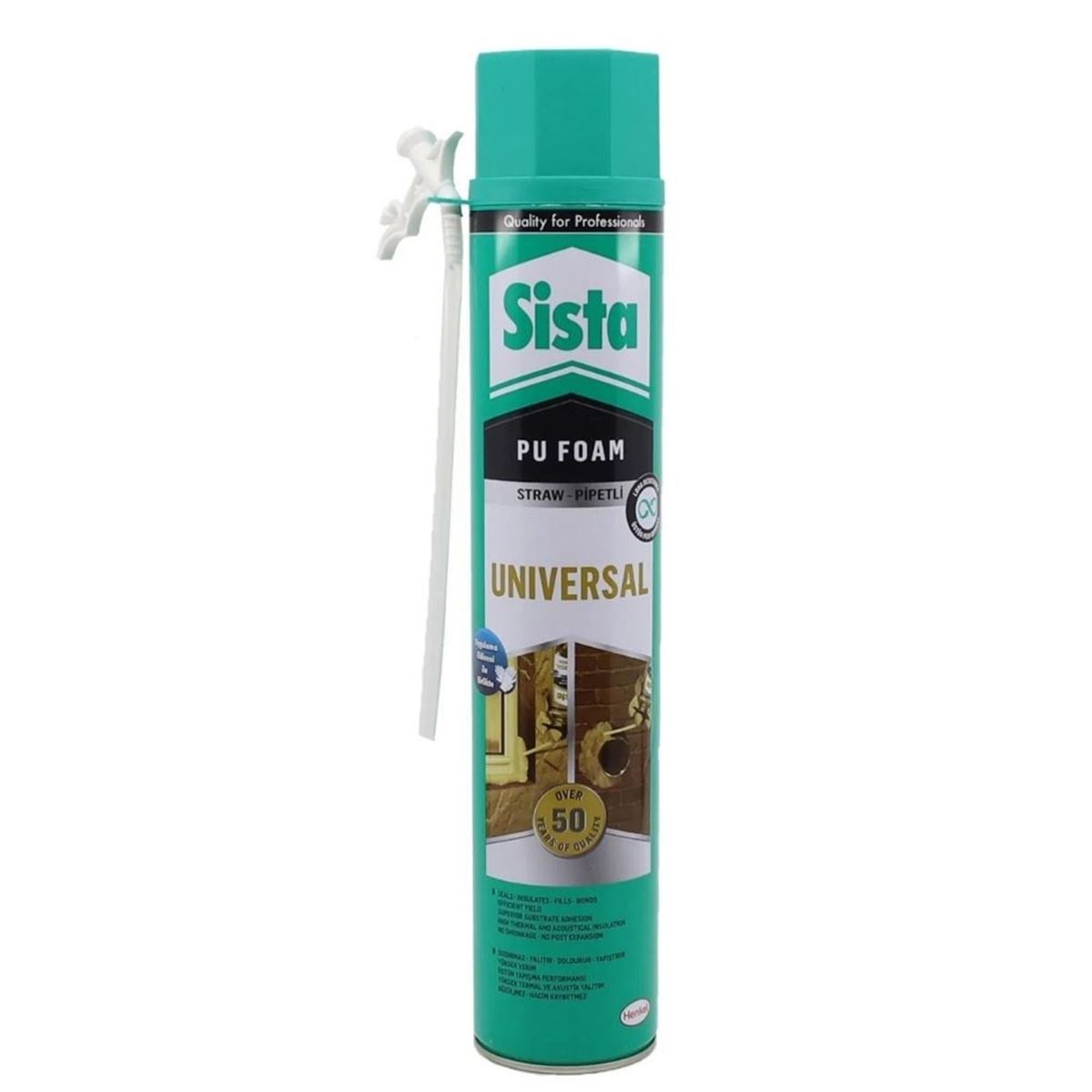 SISTA Universal Poliüretan Köpük 750 ml - Genel Amaçlı Boşluk Dolduran Yüksek Verimli Isı ve Ses Yalıtım Köpüğü