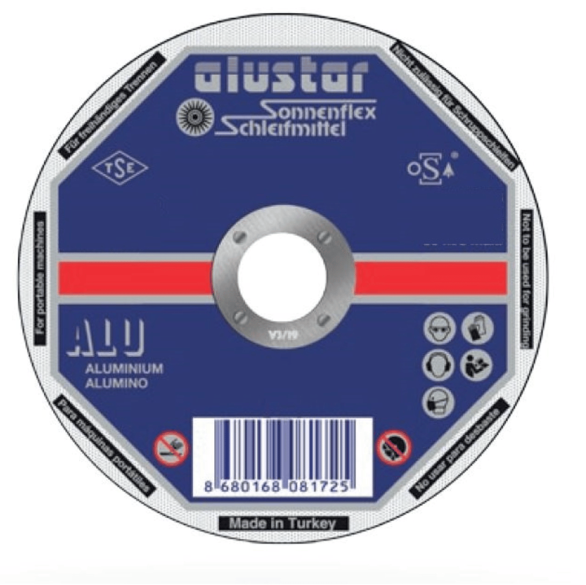 SONNENFLEX Alustar 115 x 2,5 x 22 mm Bombeli Alüminyum Kesici Disk (A 36 R BF ALU) - Profesyonel Kalın Tip Alüminyum ve Yumuşak Metal Kesme Taşı
