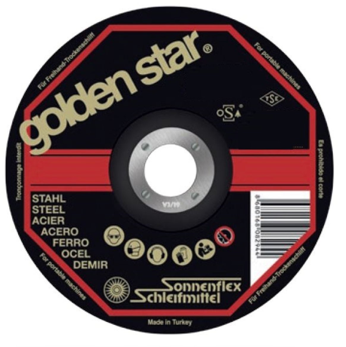 SONNENFLEX Goldenstar 115 x 6,0 x 22 mm Taşlama Taşı (AS 24 R6 BF) - Profesyonel Metal ve Çelik Yüzeyler İçin Yüksek Performanslı Çapak Alma ve Ağır Hizmet Tesviye Diski