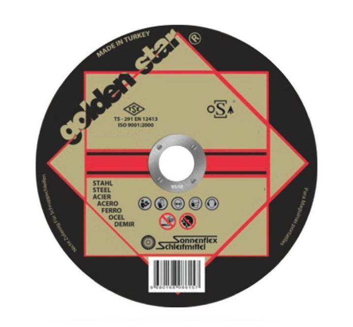 SONNENFLEX GOLDENSTAR 125 x 1,0 x 22 mm Metal Süper İnce Kesici Disk (A 60 Q BF) - Paslanmaz ve Metal Yüzeyler İçin Hızlı, Çapaksız ve Profesyonel Kesme Taşı