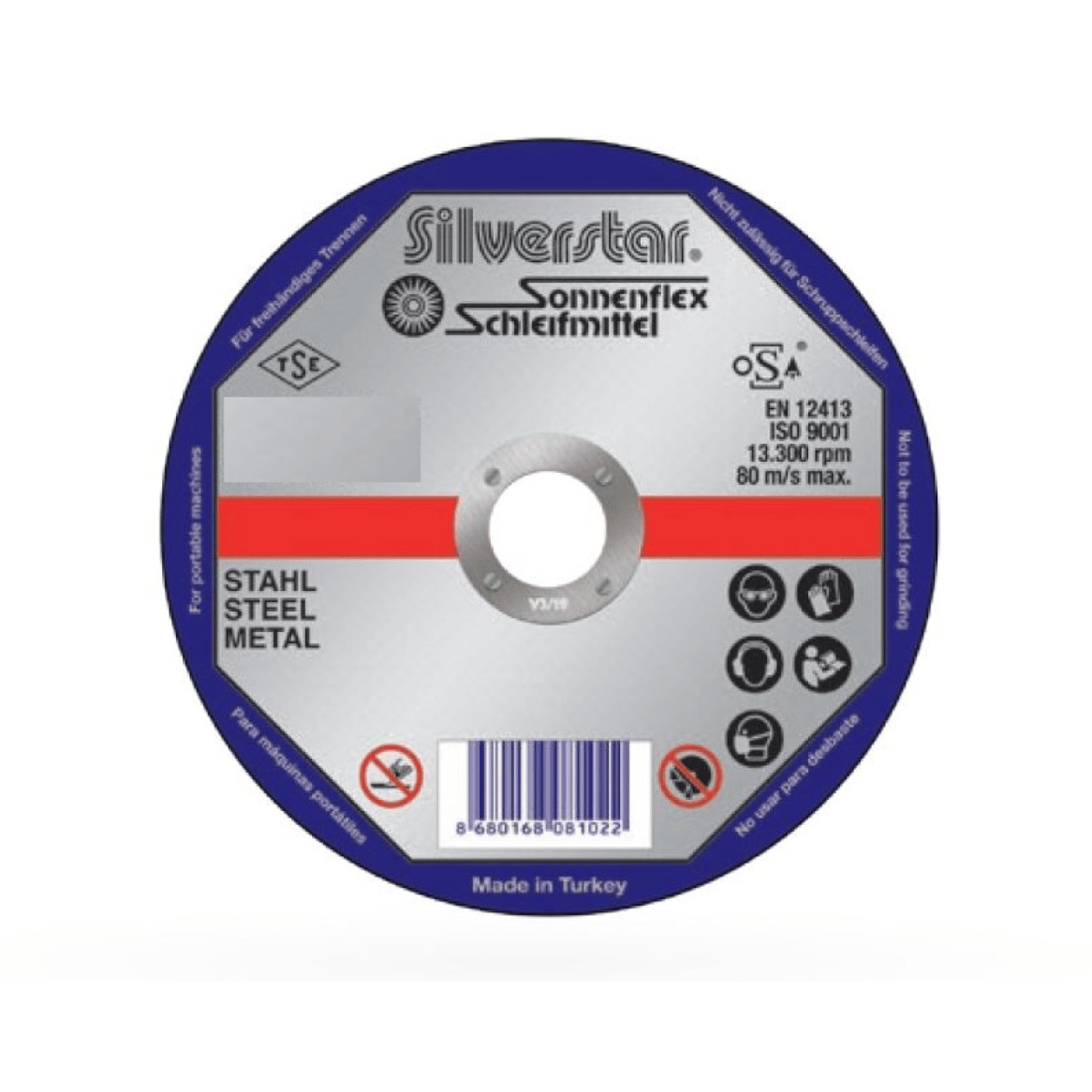 SONNENFLEX Silverstar 115 x 2,5 x 22 mm NK Bombeli Metal Kesici Disk (A 36 RBF) - Profesyonel Çelik ve Demir Kesme Taşı, Ağır Hizmet Tipi