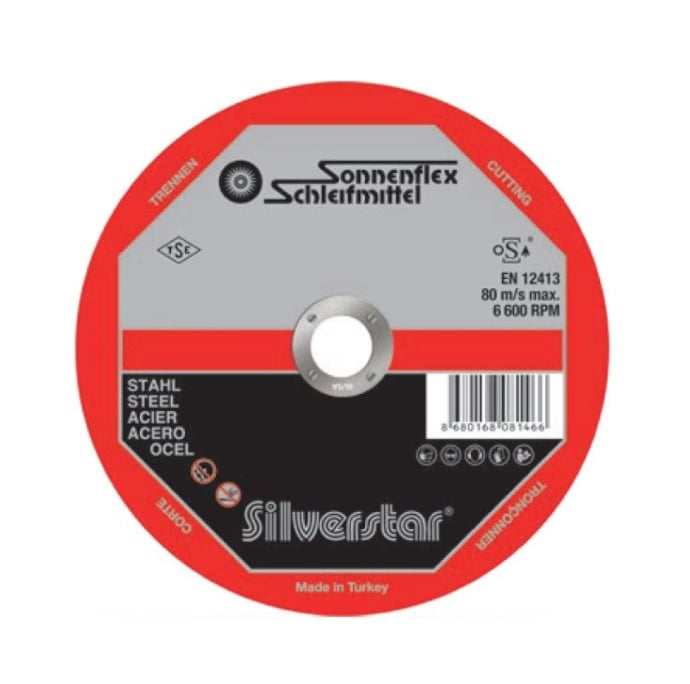 SONNENFLEX SILVERSTAR 125 x 1,6 x 22 mm Metal Süper İnce Kesici Disk (AS 60 R BF) - Sert Metal ve Çelik Yüzeyler İçin Ekstra Dayanıklı Profesyonel Kesme Taşı
