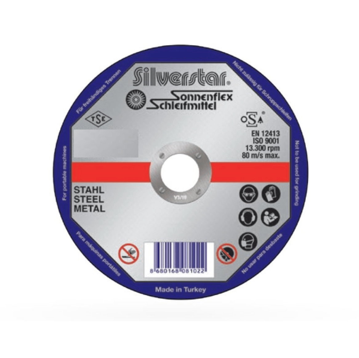 SONNENFLEX SILVERSTAR 125 x 2,5 x 22 mm NK Düz Kesici Disk (AS 36 R BF) - Genel Metal ve Çelik Yüzeyler İçin Çok Amaçlı Profesyonel Kesme Taşı