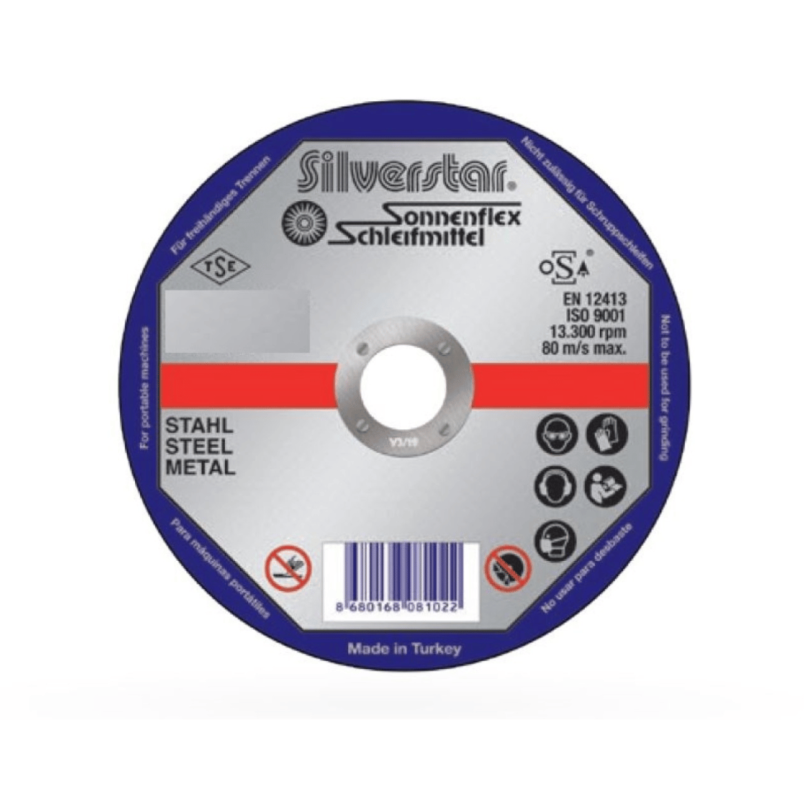 SONNENFLEX SILVERSTAR 125 x 2,5 x 22 mm NK Bombeli Kesici Disk - Genel Metal ve Çelik Yüzeyler İçin Çok Amaçlı Profesyonel Kesme Taşı
