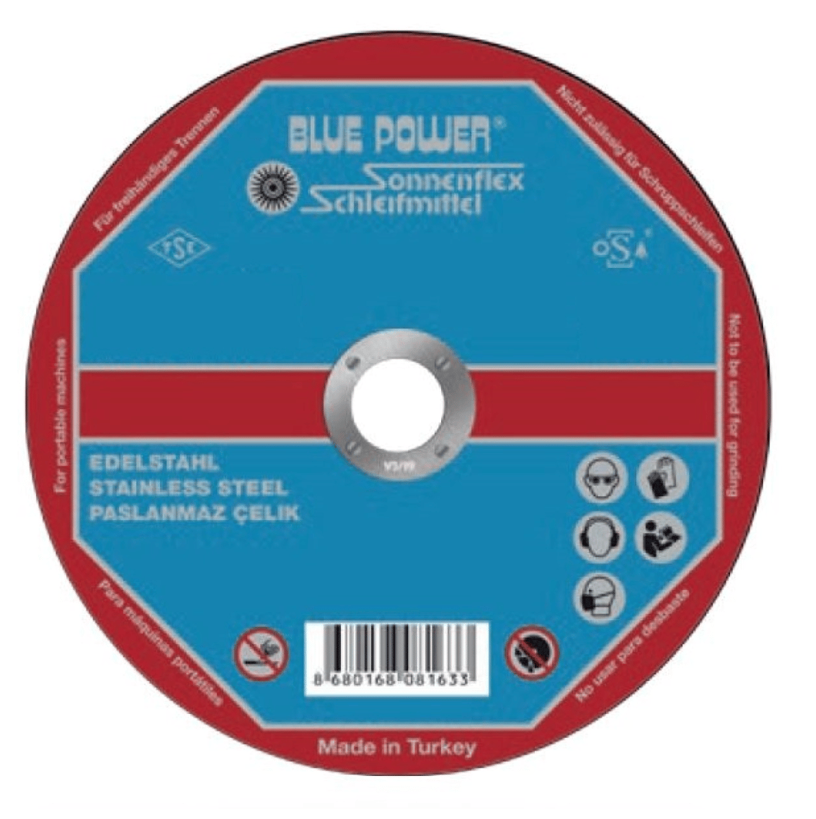 SONNENFLEX Silverstar 125 x 3,0 x 22 mm INOX Düz Kesici Disk (AS 30 R BF ROF) - Paslanmaz Çelik ve Ağır Metal Kesimi İçin Profesyonel Kesme Taşı