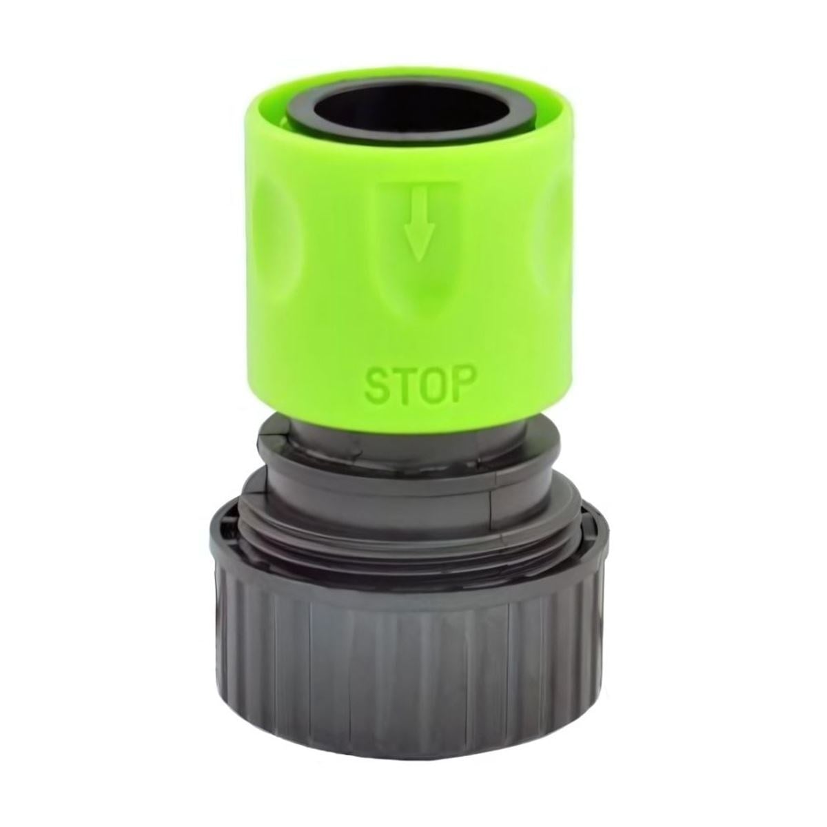 SPRING GARDEN 507901 Stoplu Hortum Adaptörü 3/4'' - Profesyonel Sızdırmaz Şantiye, Sera ve Geniş Debili Otomatik Su Kesici Hortum Bağlantı Rakoru
