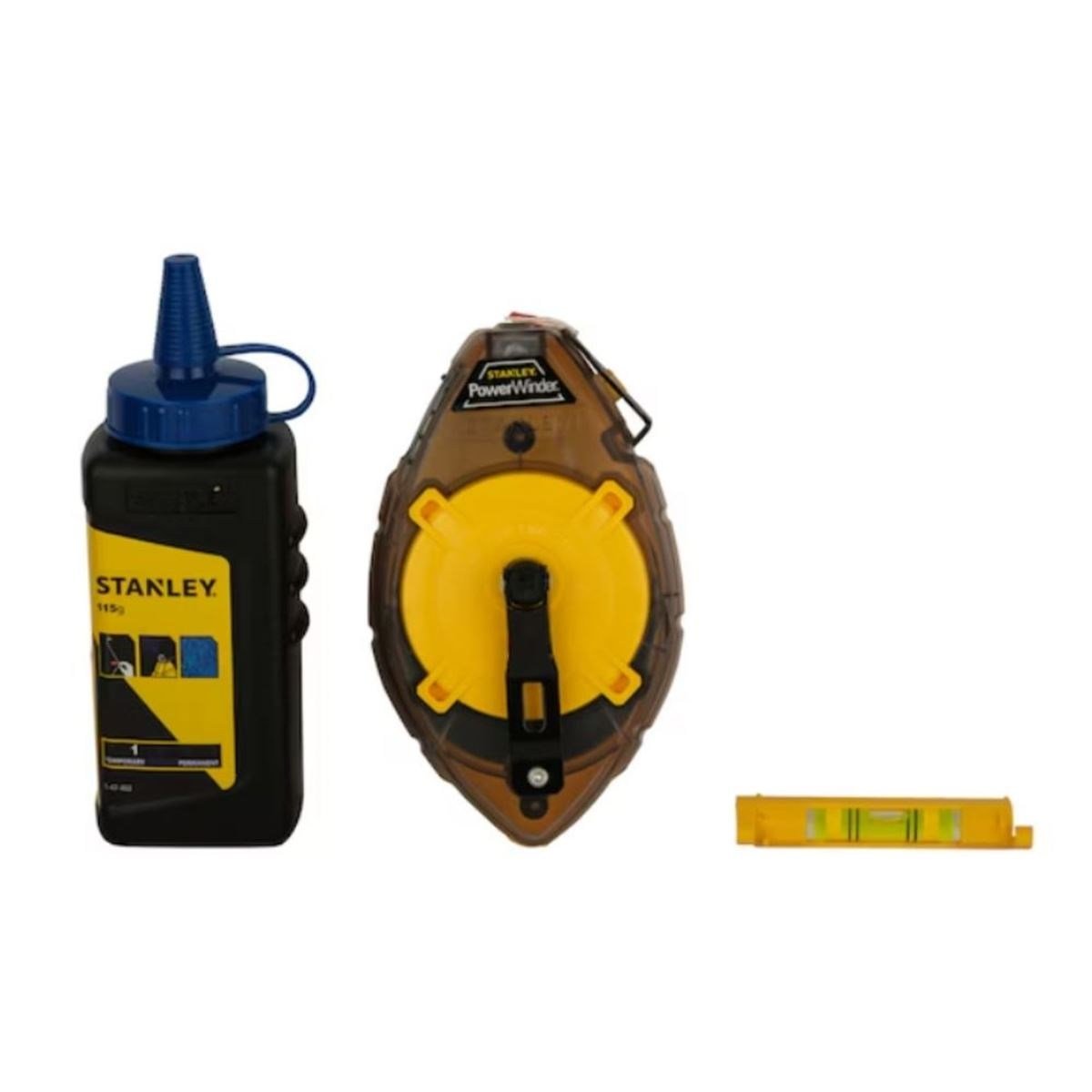 STANLEY 0-47-465 Metal Çizim İpi Seti 3 Parça - Profesyonel Alüminyum Gövde Çırpı İpi, Toz Boya ve Şakul Seti