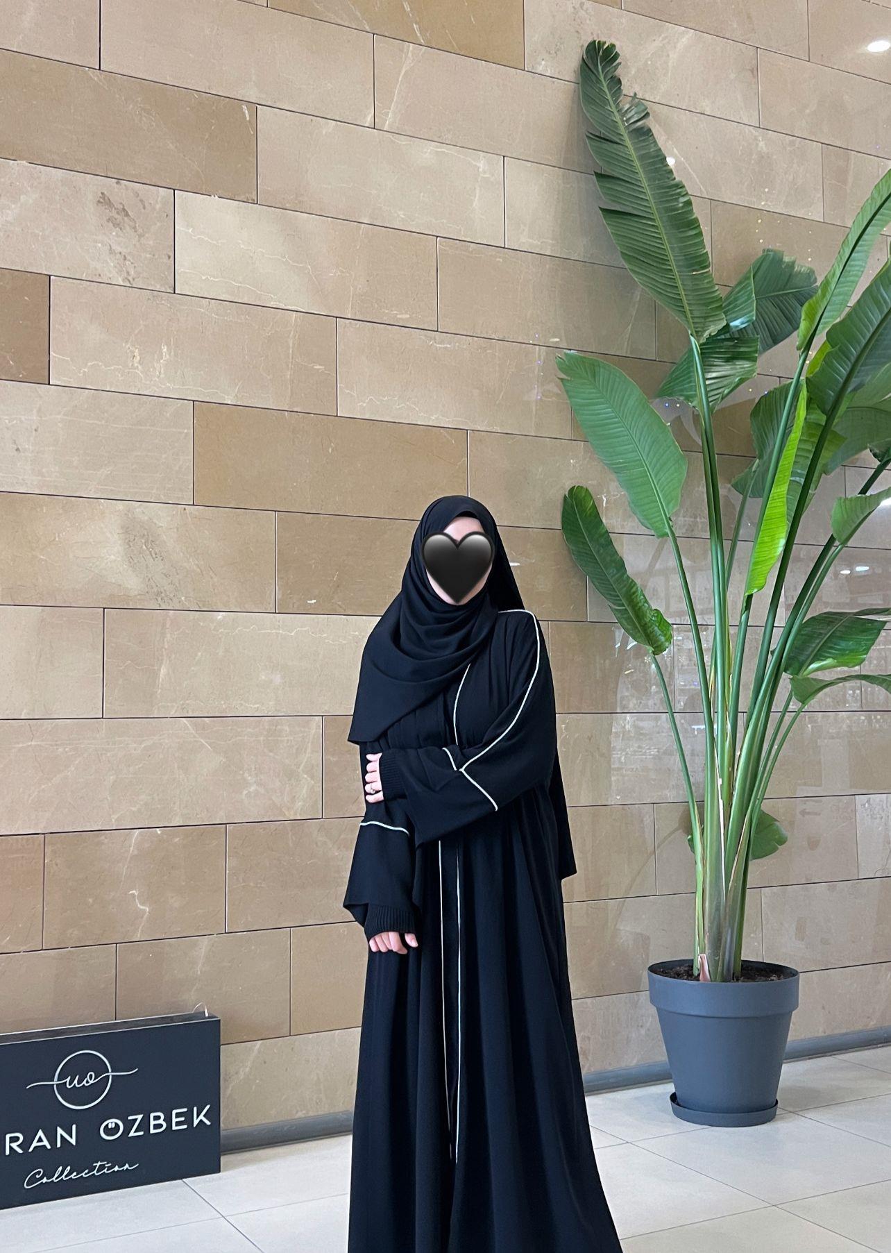 Biye Şeritli Abaya Ferace Siyah – Ümran Özbek Collection--Ferace