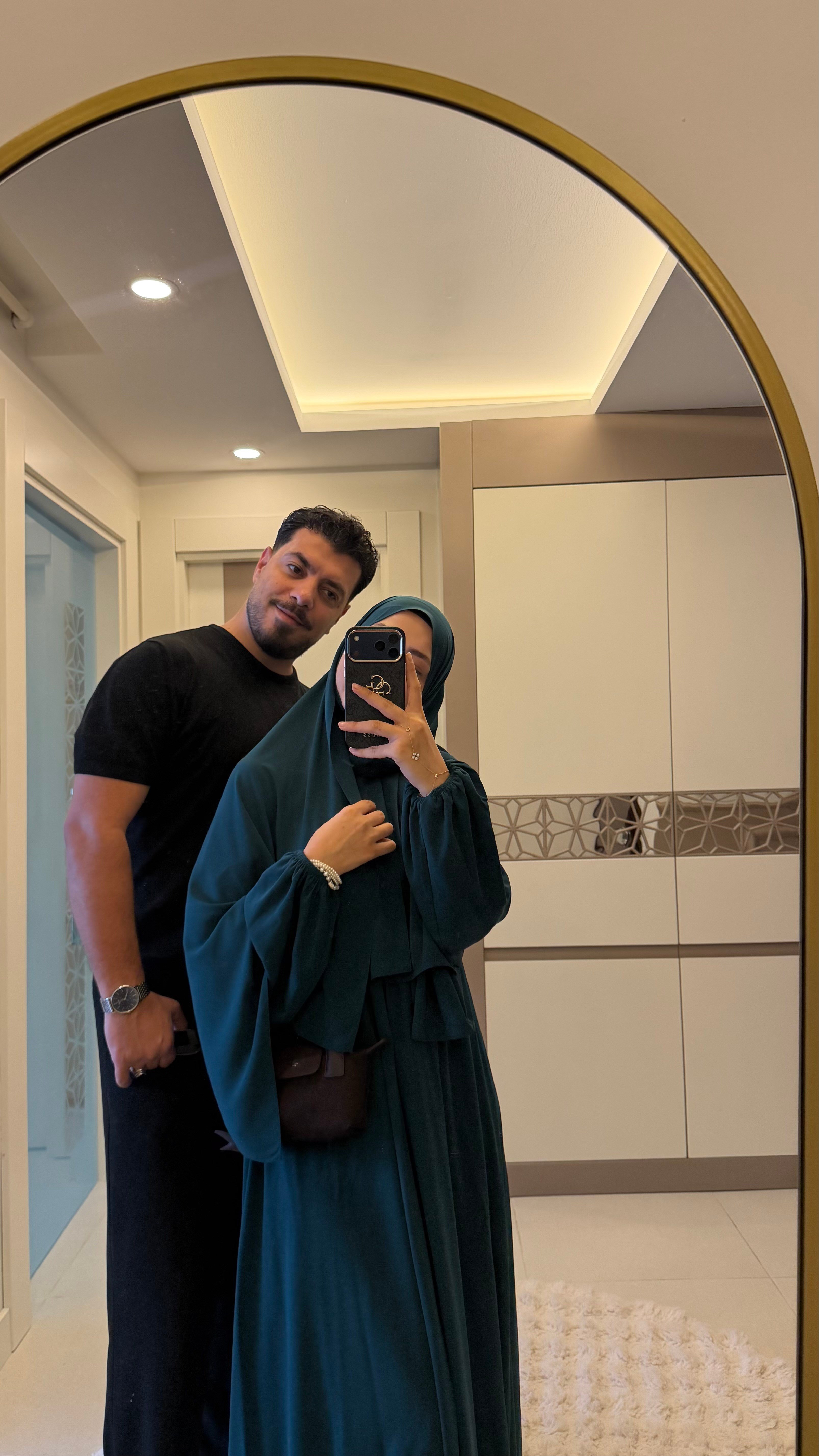 HİRA MODEL PETROL YEŞİLİ ŞALLI TAKIM--Ferace