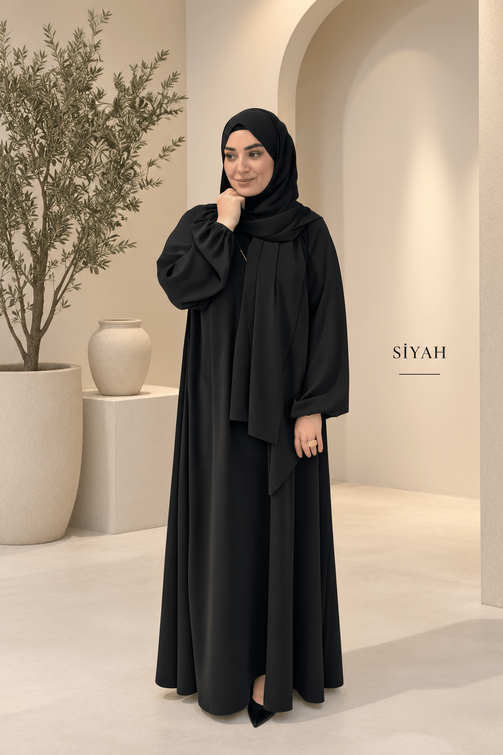 HİRA MODEL Siyah Şallı Takım--Ferace