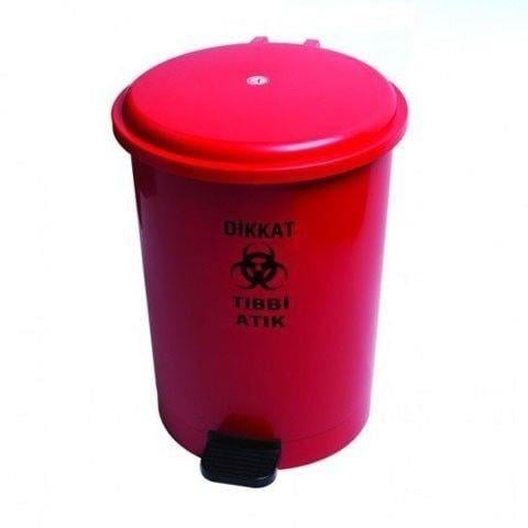 TIBBİ ATIK KONTEYNERİ 30LT PEDALLI TURUNCU/KIRMIZI