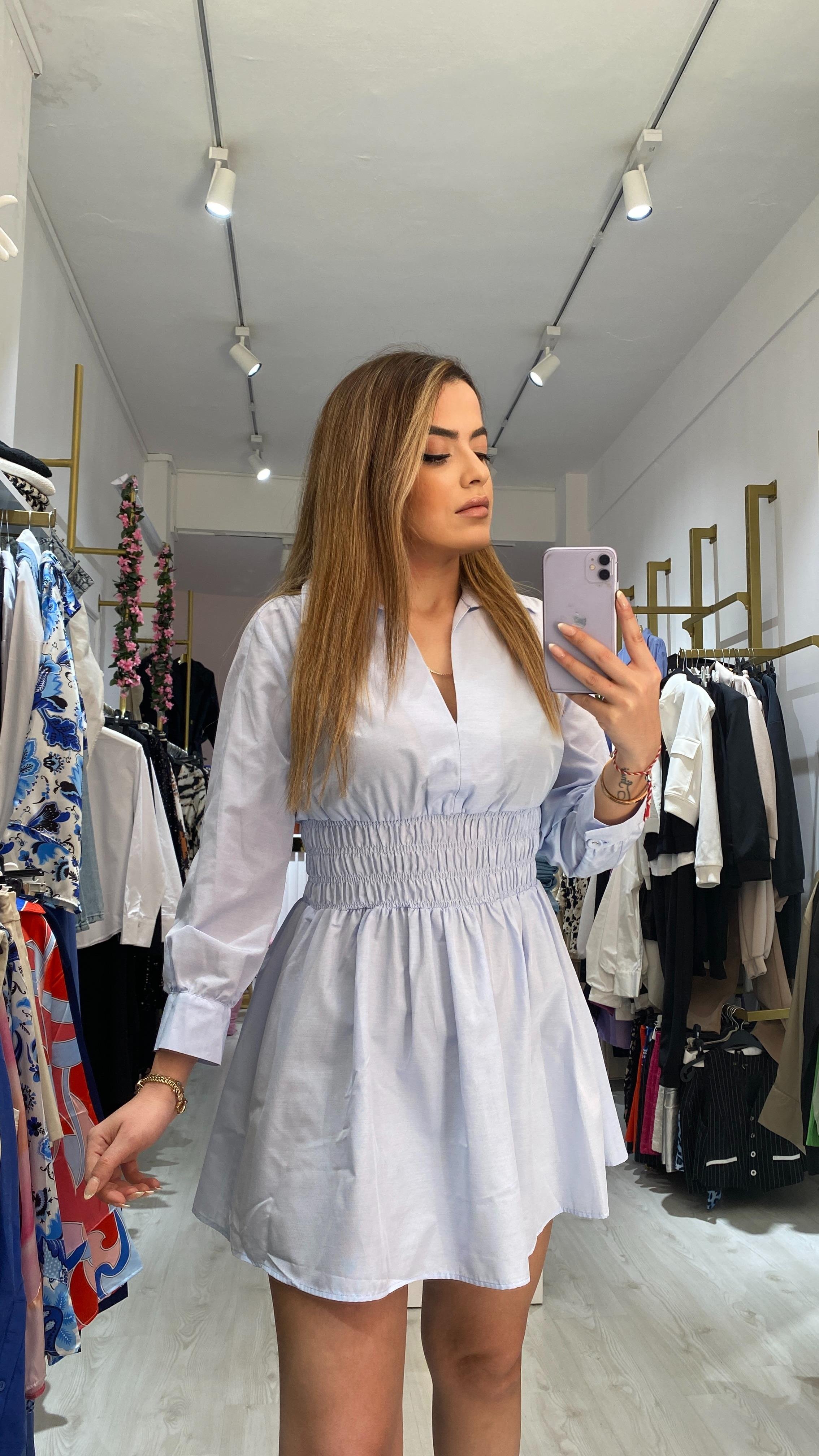 MAVİ GÖMLEK ELBİSE