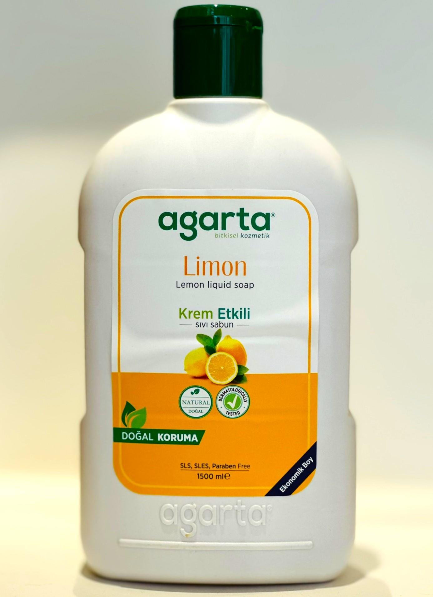 Agarta Doğal Krem Etkili Sıvı Sabun Limon 1500 ml
