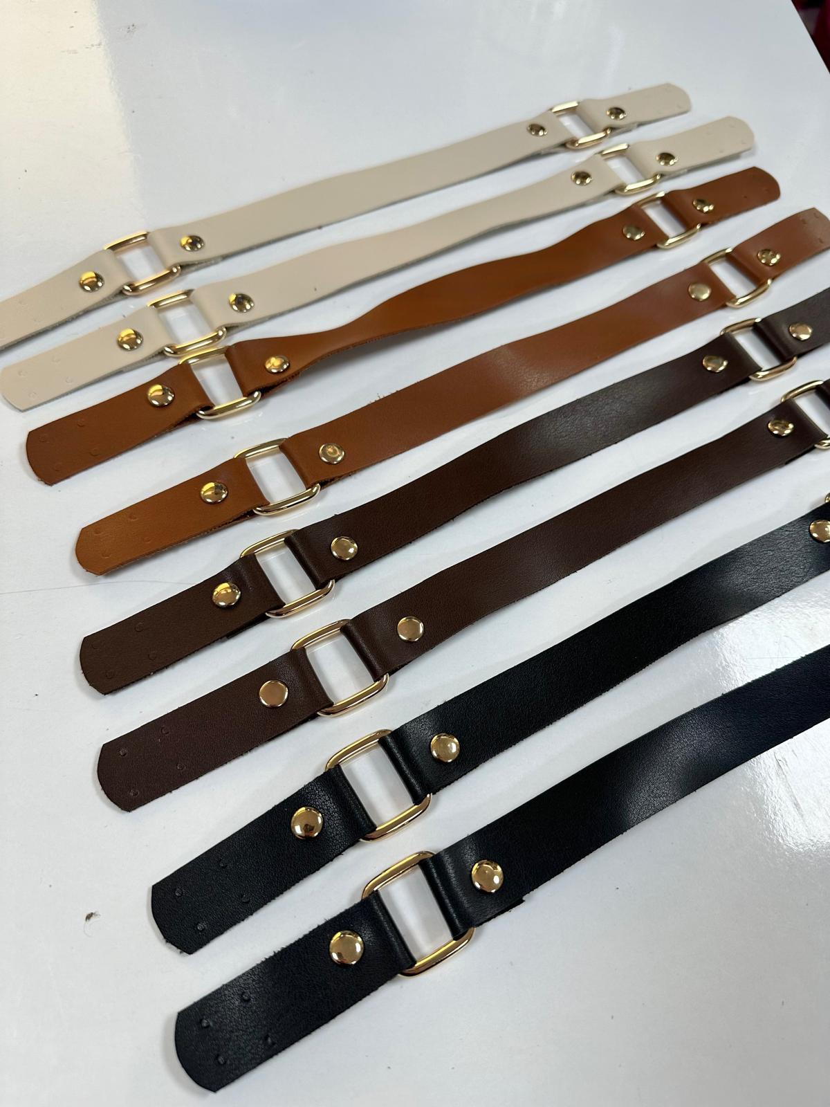 METAL DETAYLI DERİ KISA ÇANTA SAPI ( KULPU ) 40 CM ÇİFT