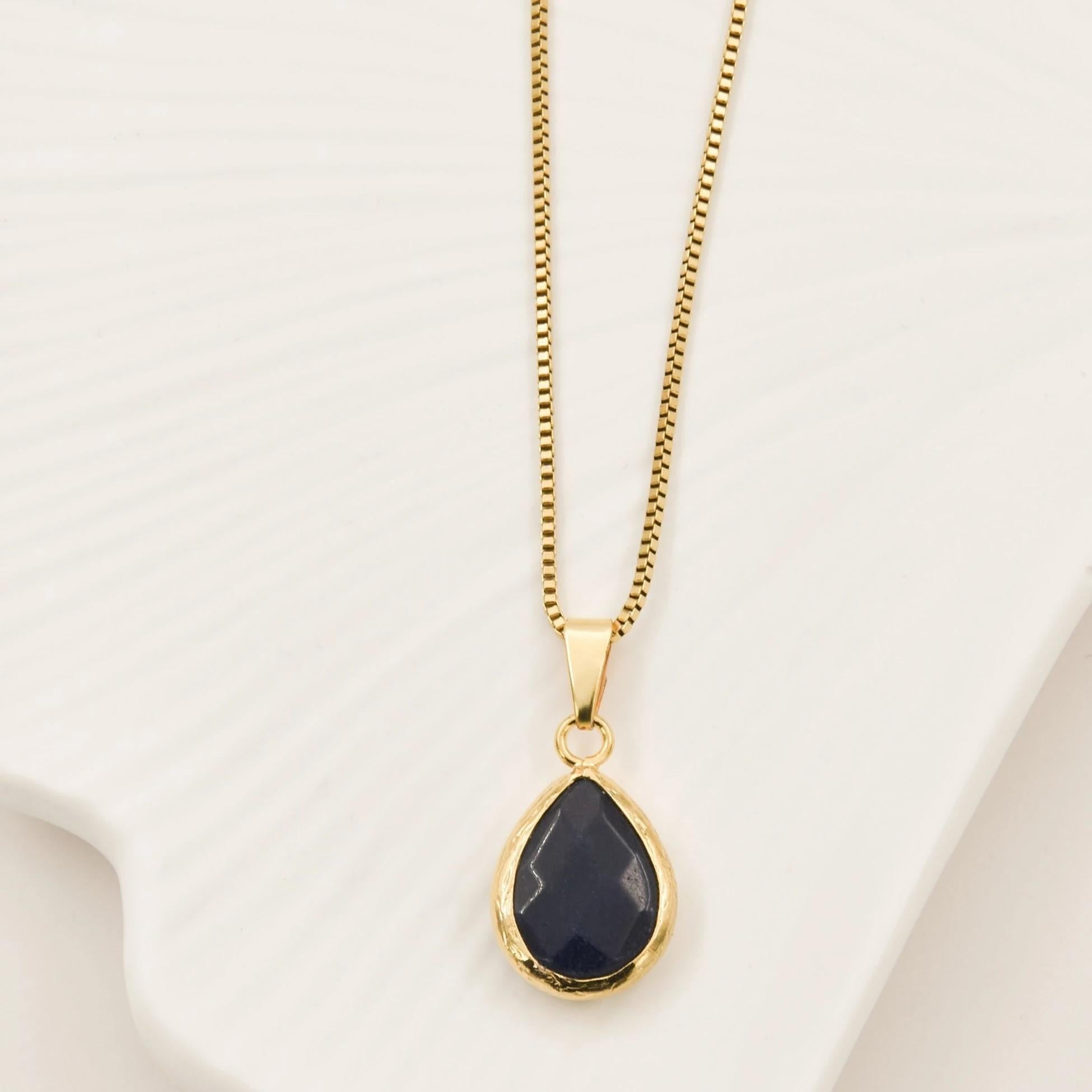 Doğal Lapis Taş Çelik Kolye
