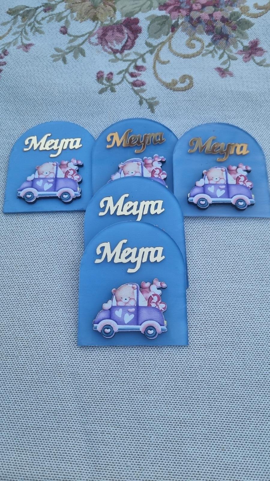 Kalpli Ayıcıklı Araba Figürlü Şeffaf Pleksi Magnet