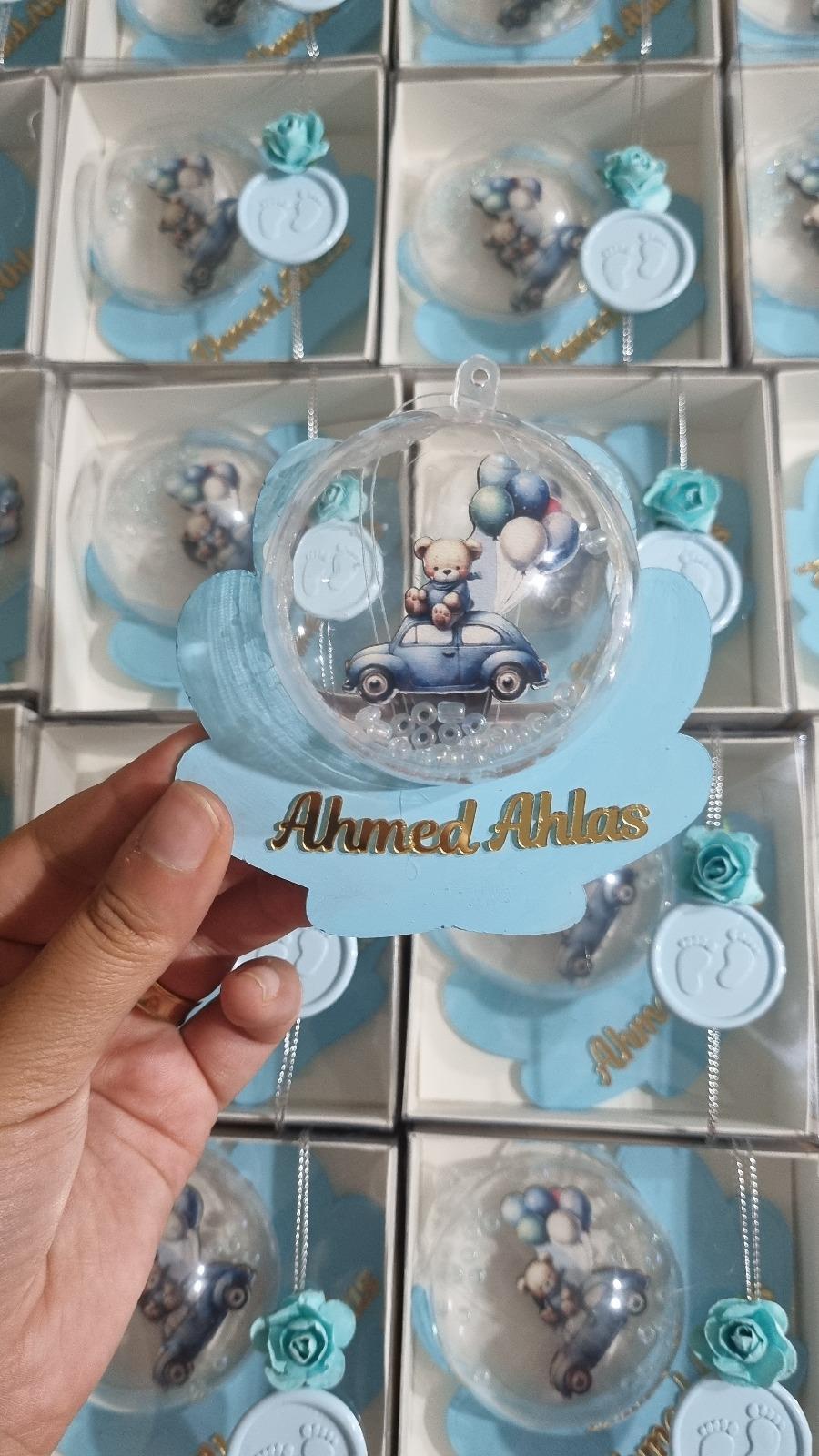 Mavi Balon Ayıcık Araba Figürlü Midye Küre
