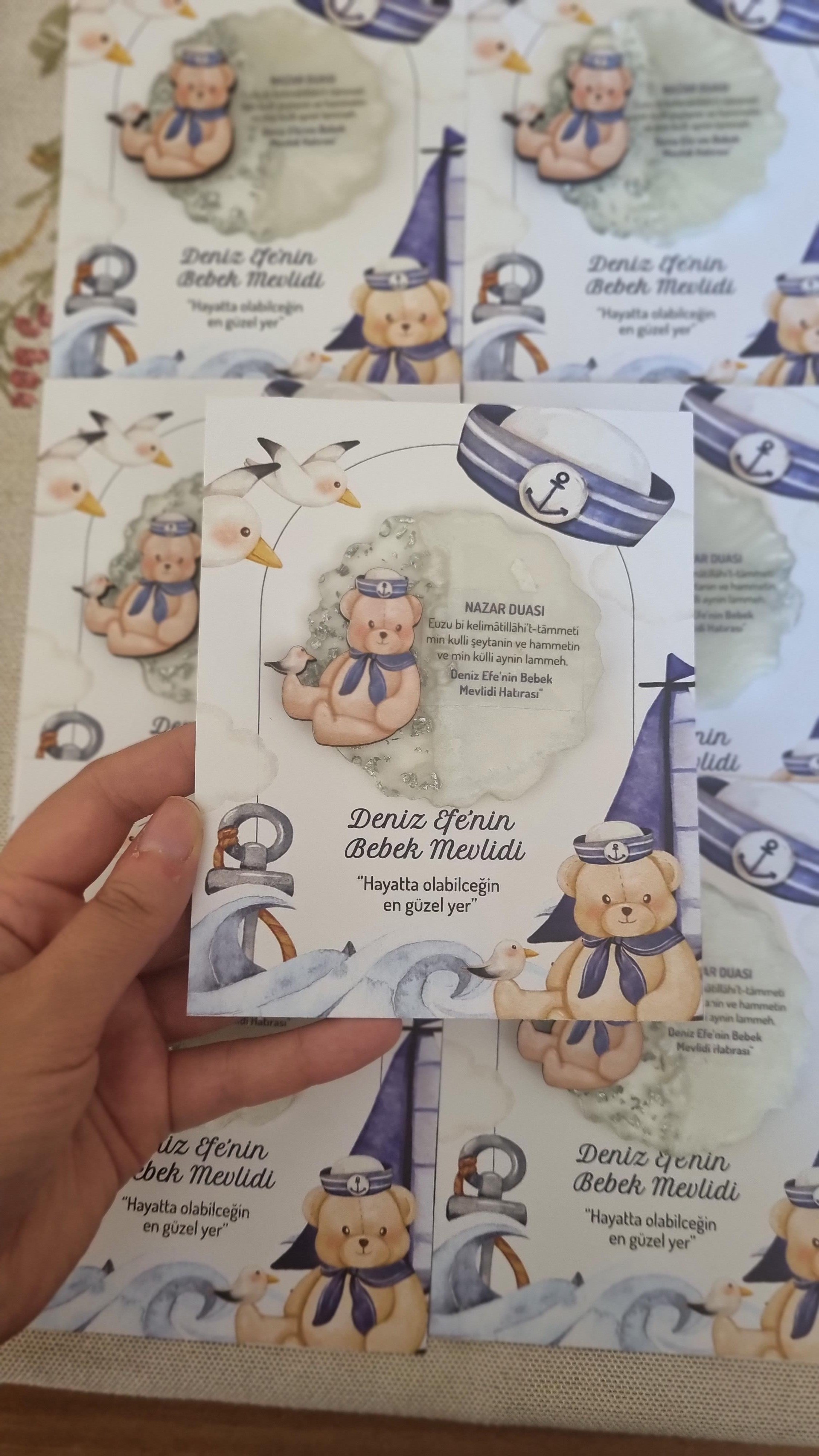 Nazar Dualı Ayıcık Figürlü Epoksi Magnet