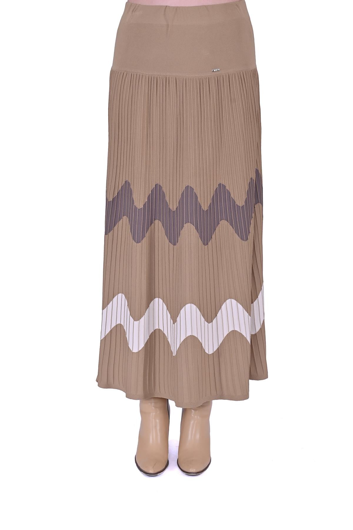 Wave Knitwear Skirt CAMEL