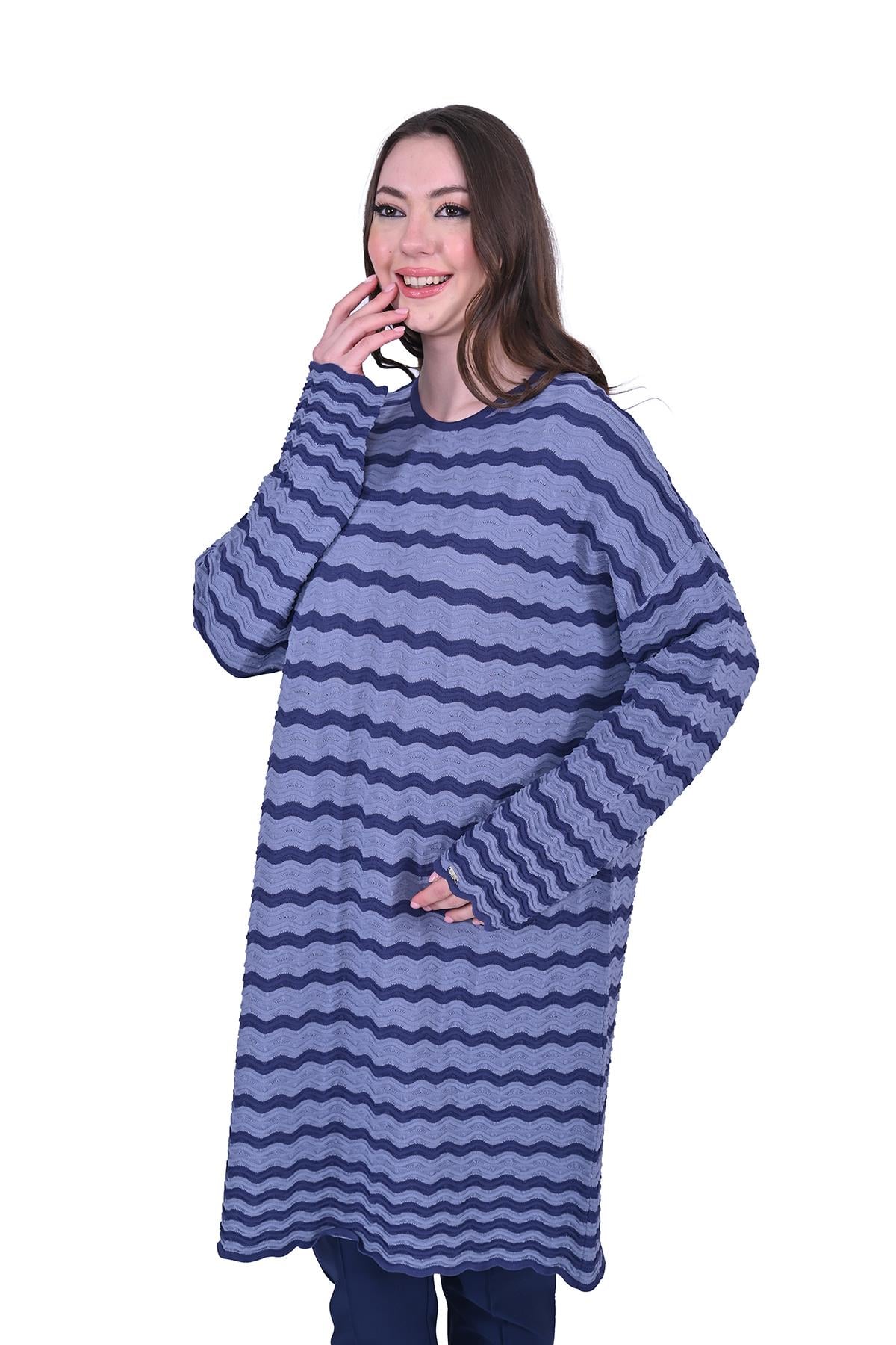 Dalga Triko Tunik İNDİGO
