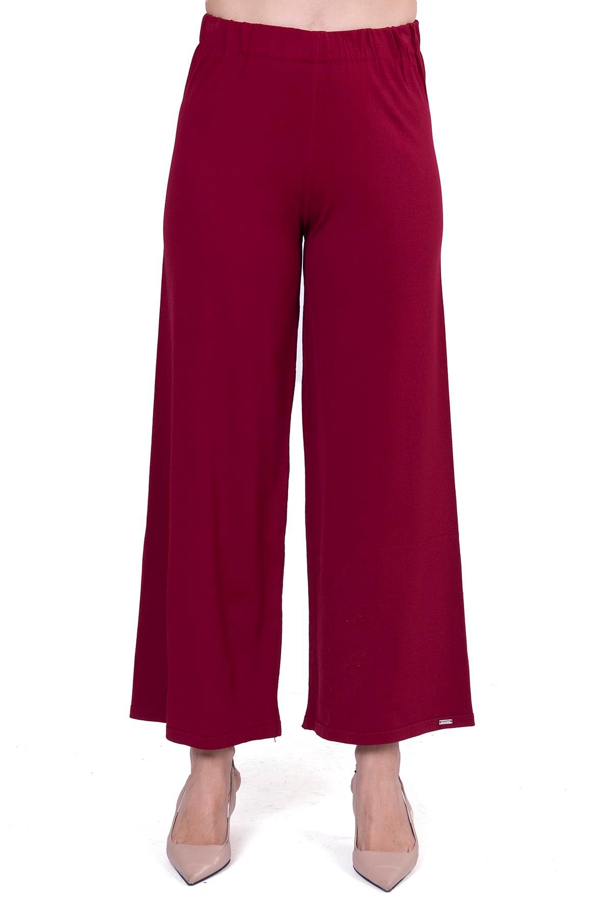 Straight Leg Knitwear Trousers CLARET RED