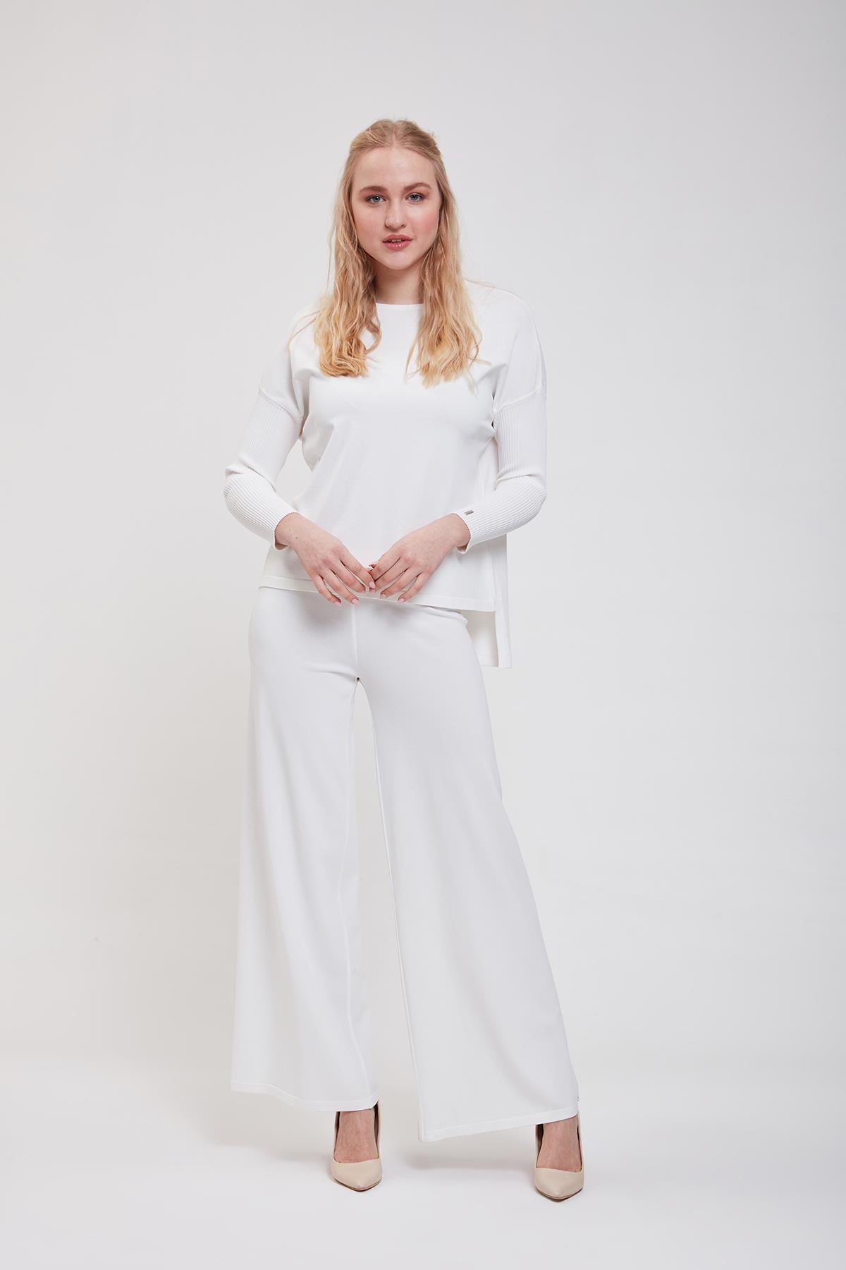Straight Leg Knitwear Trousers ECRU