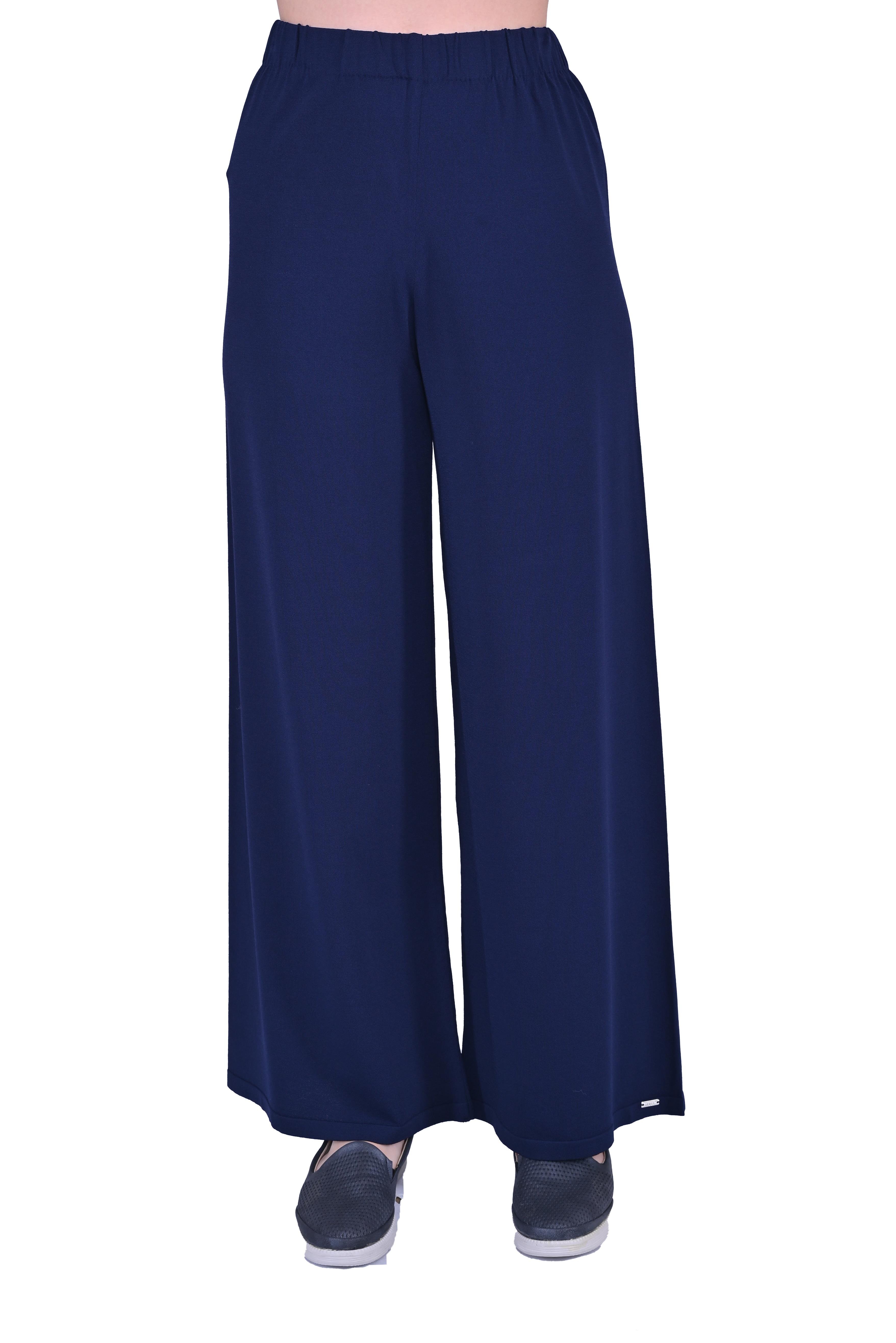Straight Leg Knitwear Trousers NAVY BLUE