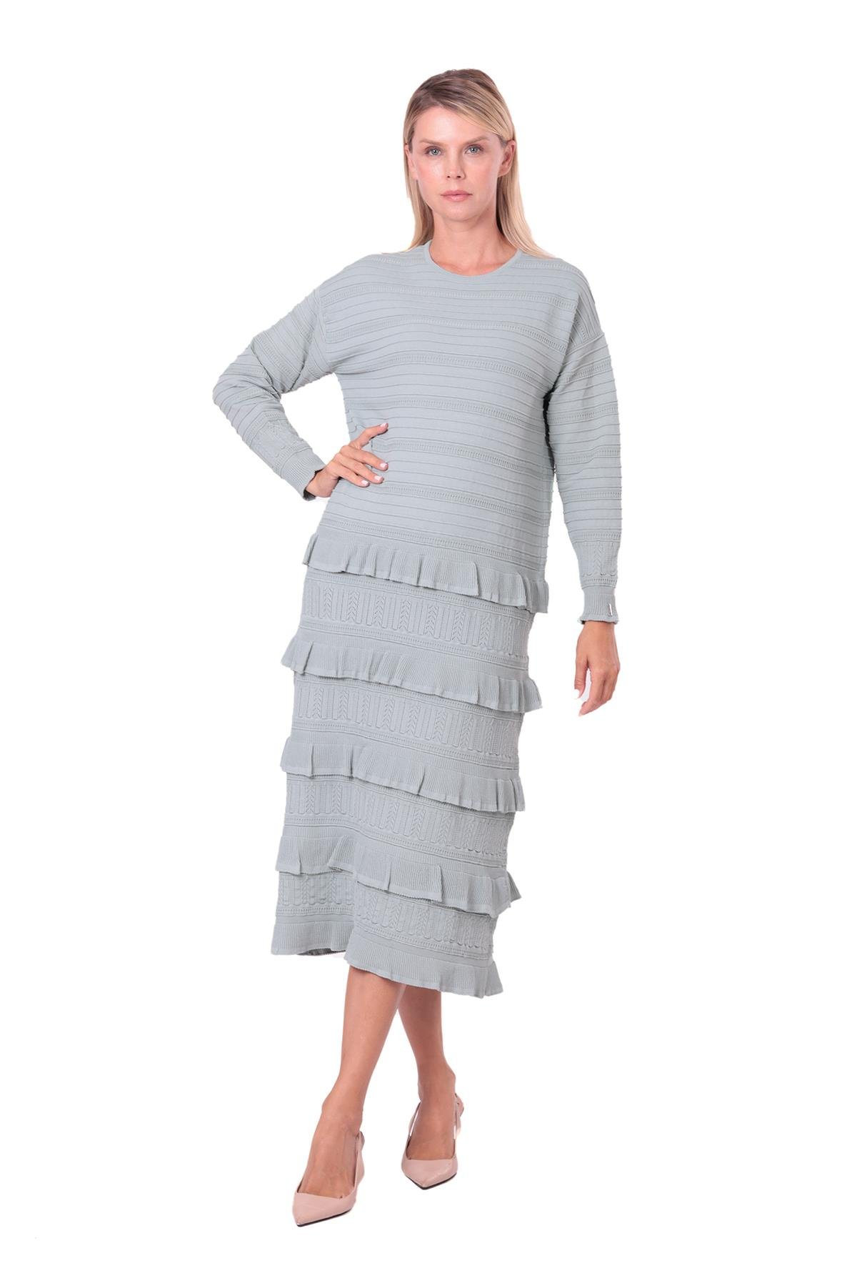 Flapper Triko Elbise MİNT