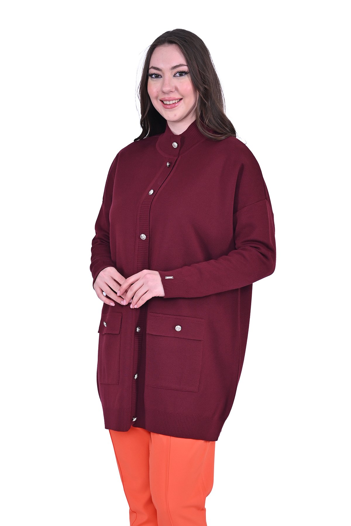 French Knitwear Wool Cardigan CLARET