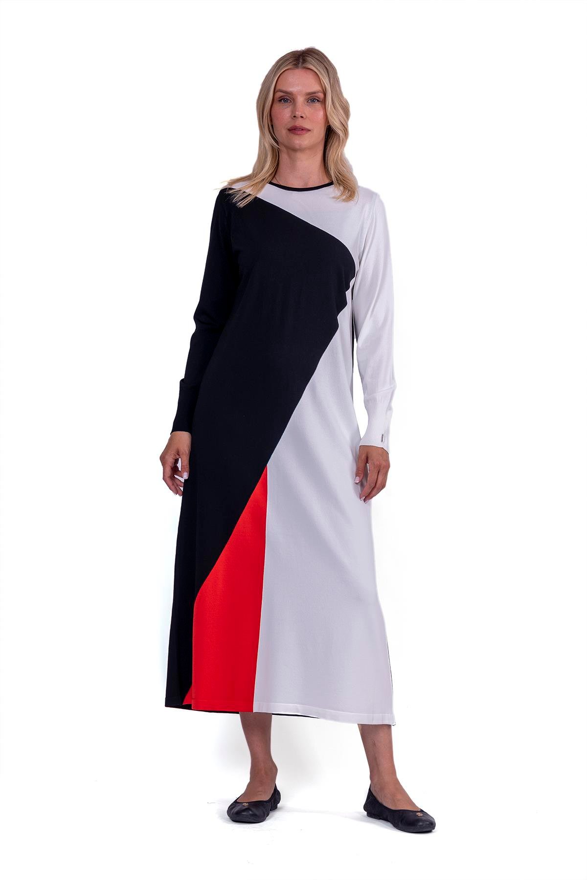 Gometric Knitwear Dress BLACK