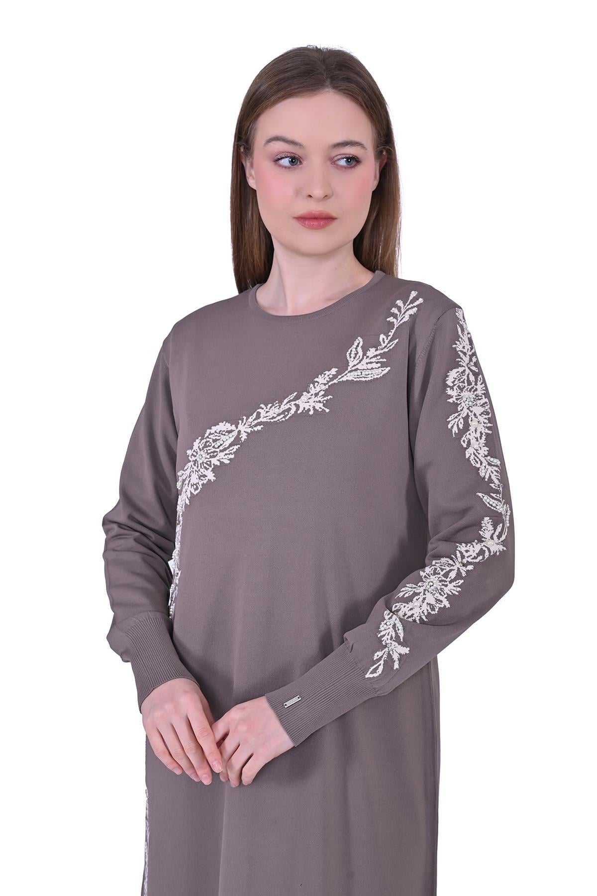 Güldalı Knitwear Dress MINK-EKRU