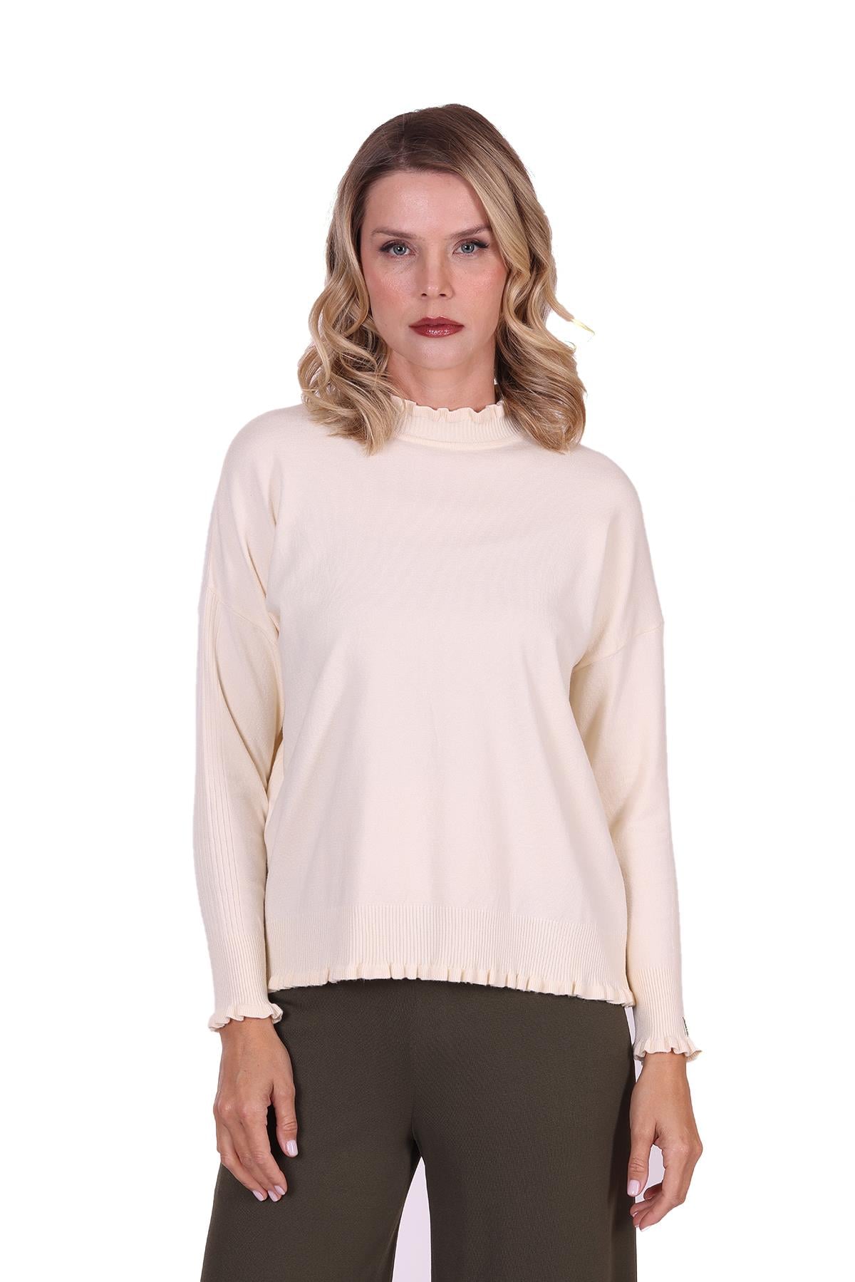 Sleeve ruffle Knitwear Tunic ECRU