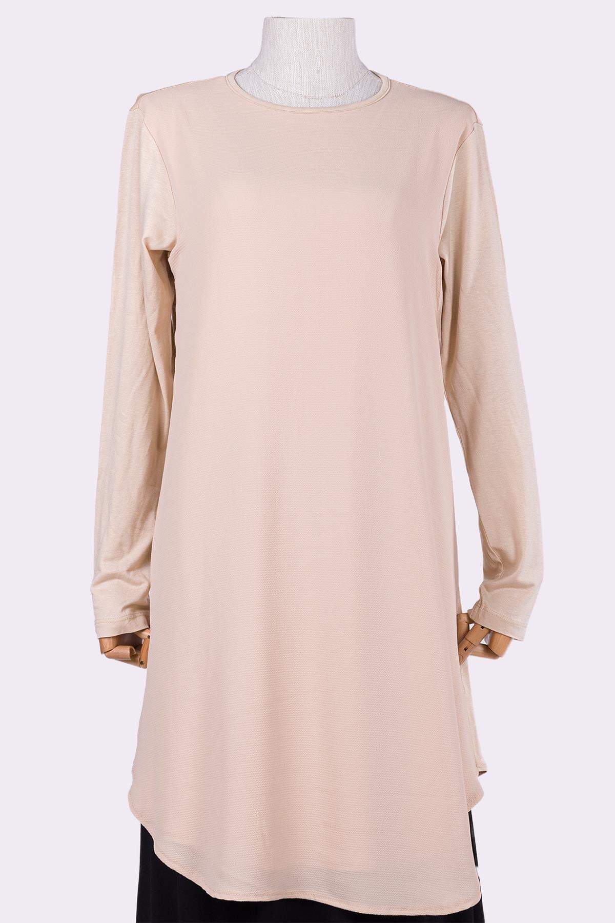 Combed Cotton Sleeve Tunic BEIGE