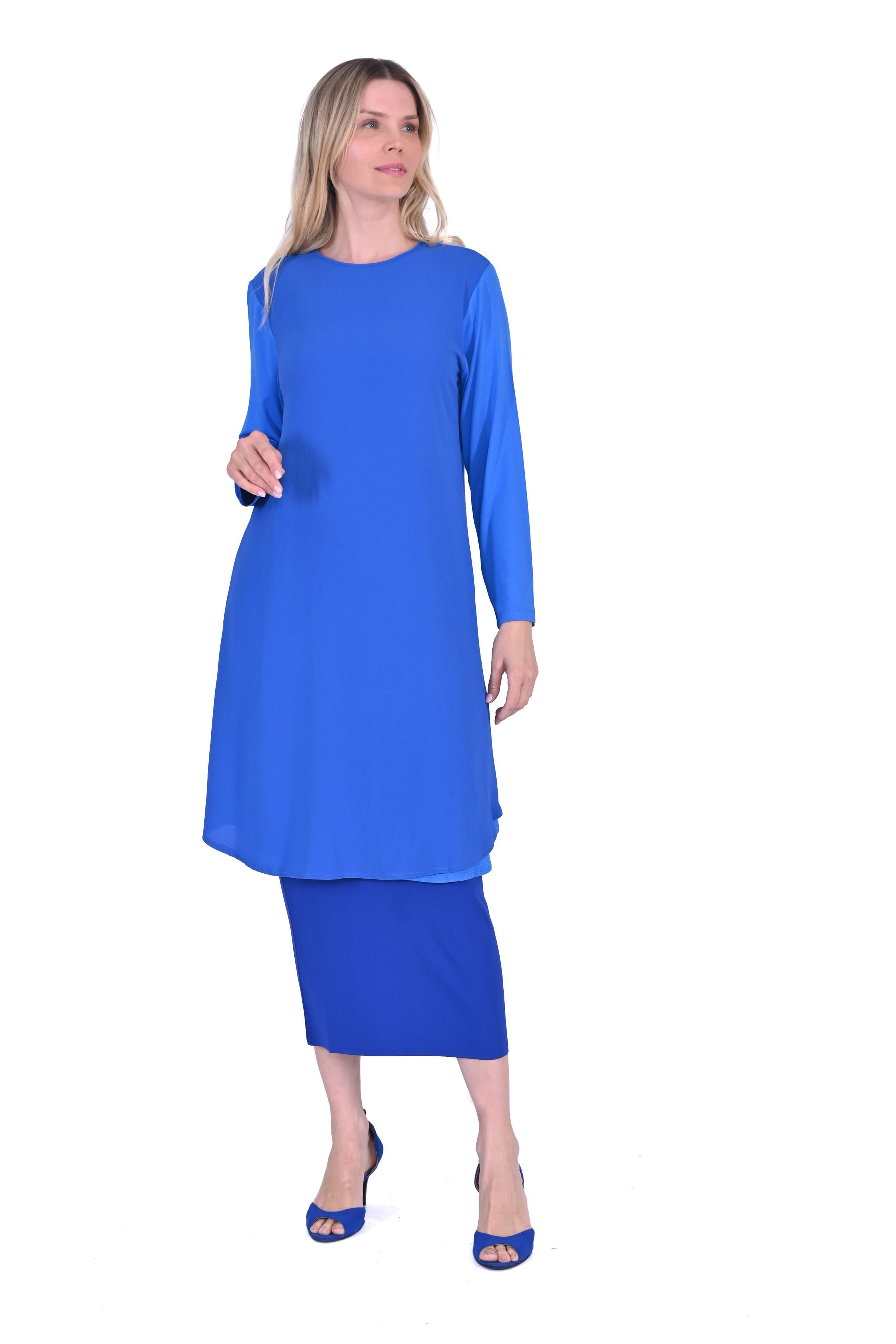 Combed Cotton Sleeve Tunic BLUE