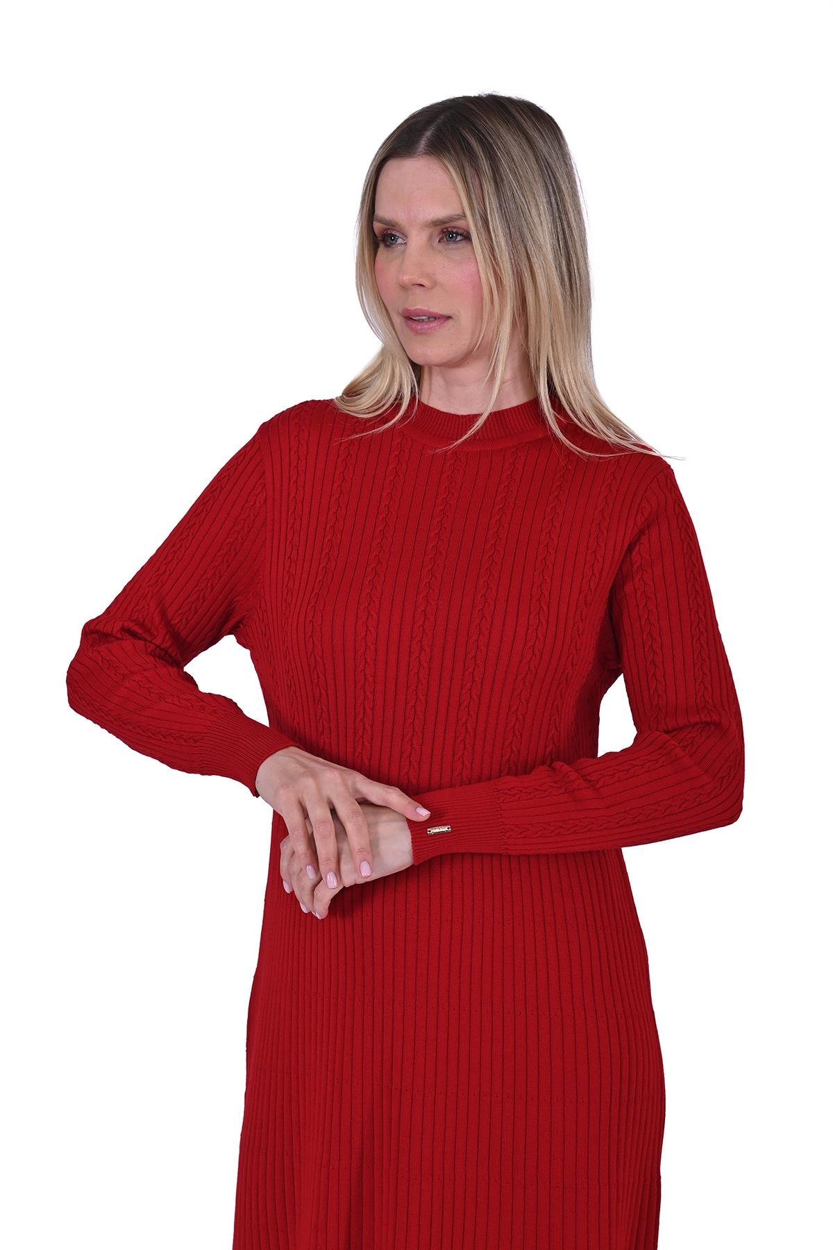 Wool Hair Knitted Knitwear Dress RED