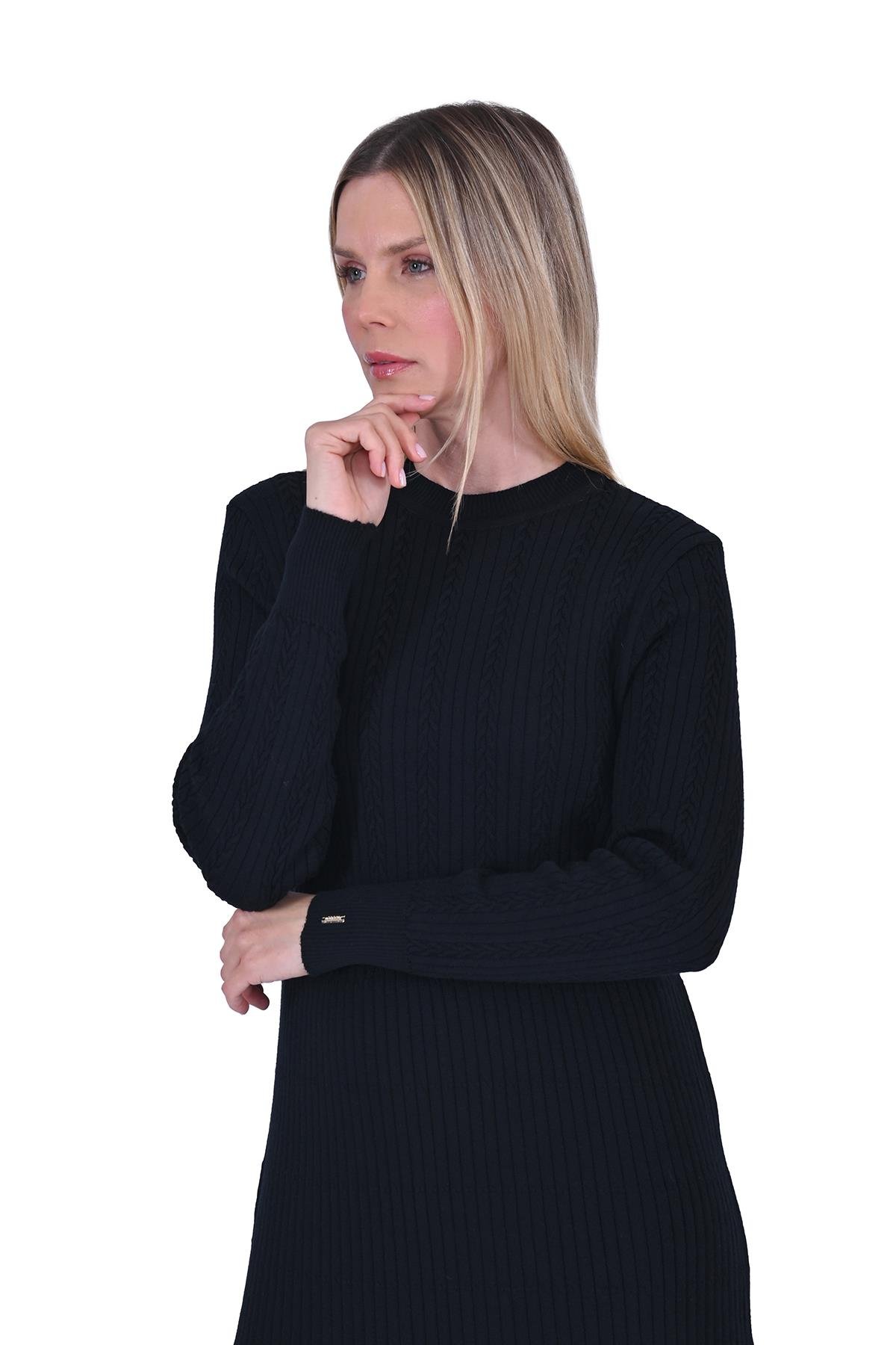 Wool Hair Knitted Knitwear Dress BLACK
