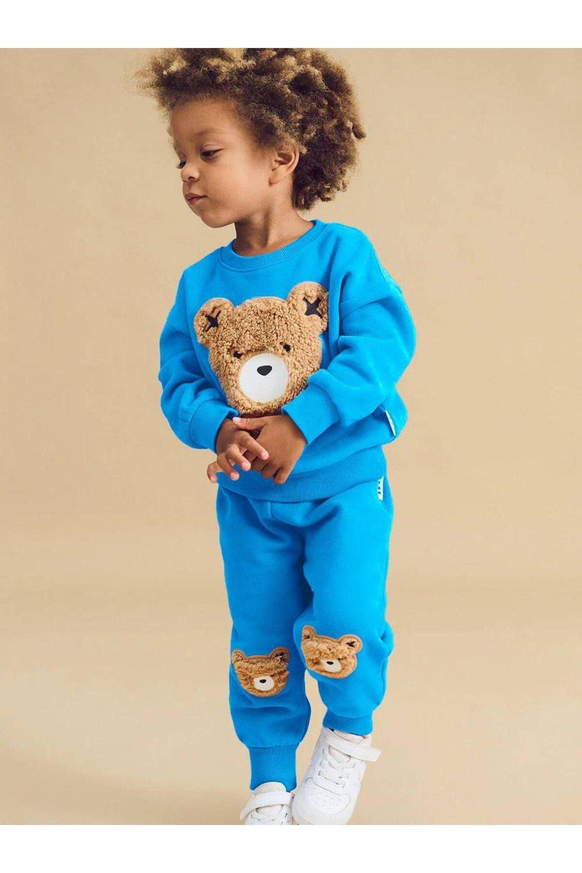 Ayıcık Detaylı Bebek Çocuk 2'Li Unisex Takım