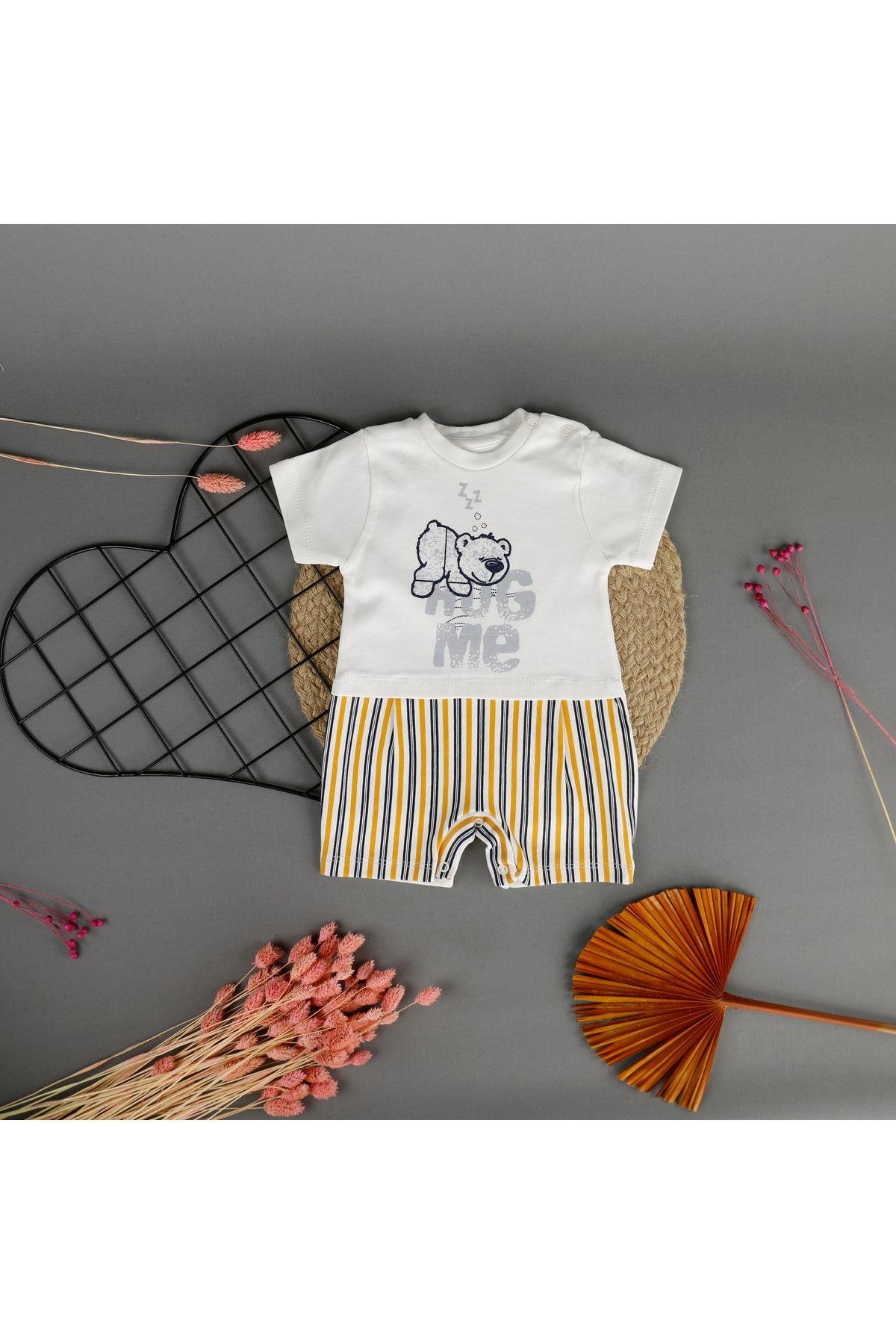 Hug Me Çizgi Detaylı Unisex Tulum