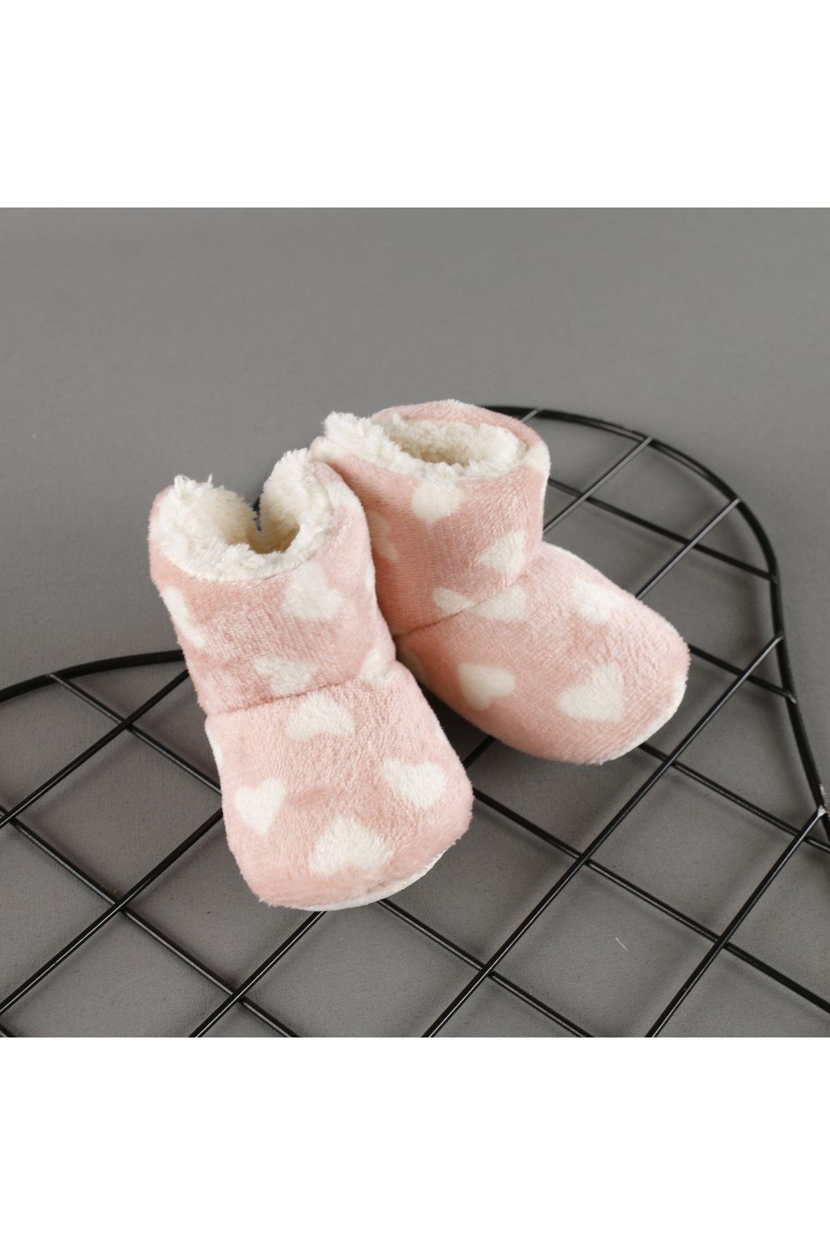 Kaydırmaz Tabanlı Kalp Baskılı Çocuk Bebek Panduf Unisex