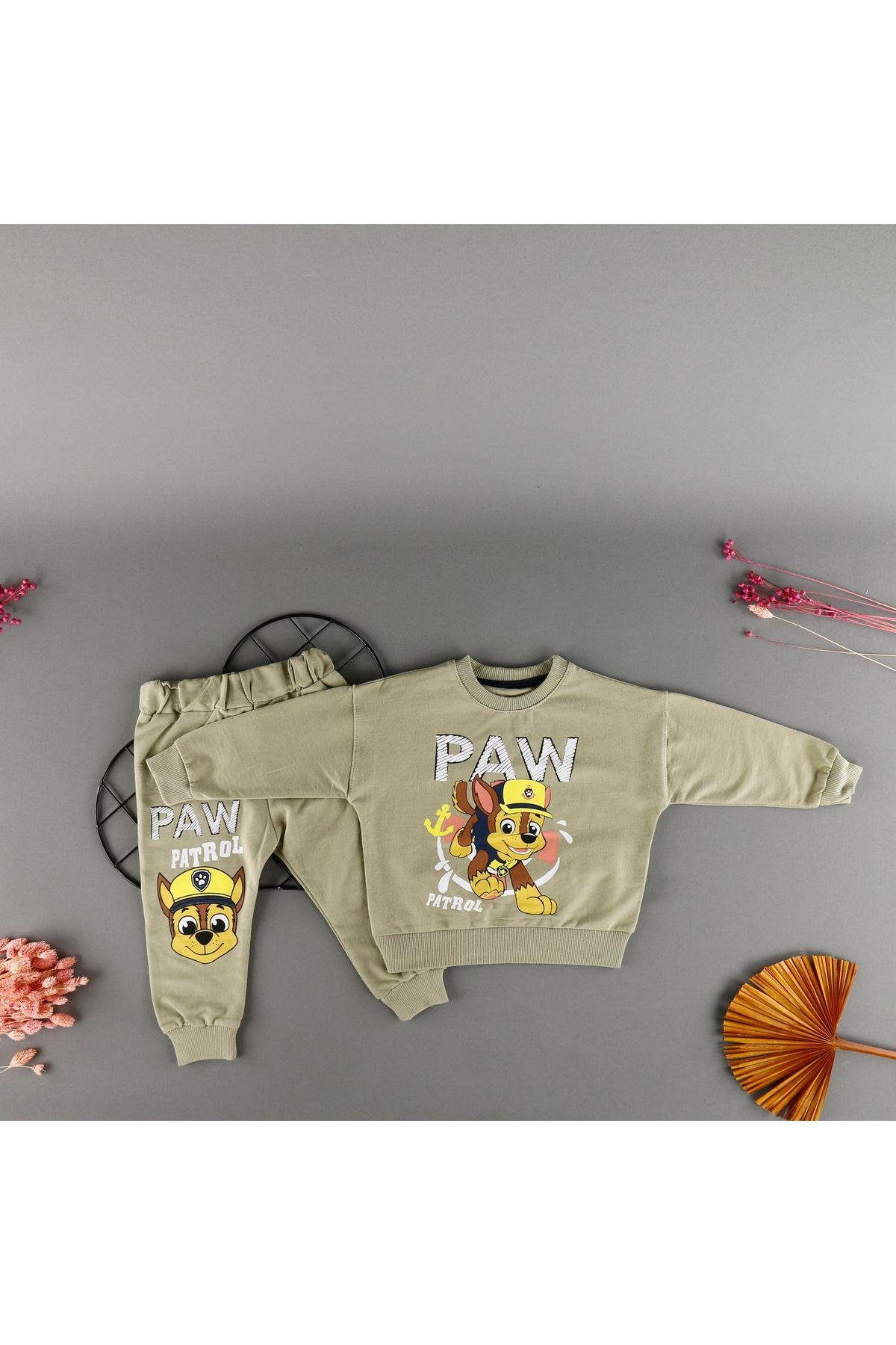 Küçük Köpek Baskı Detaylı Bebek Çocuk 2'Li Unisex Takım