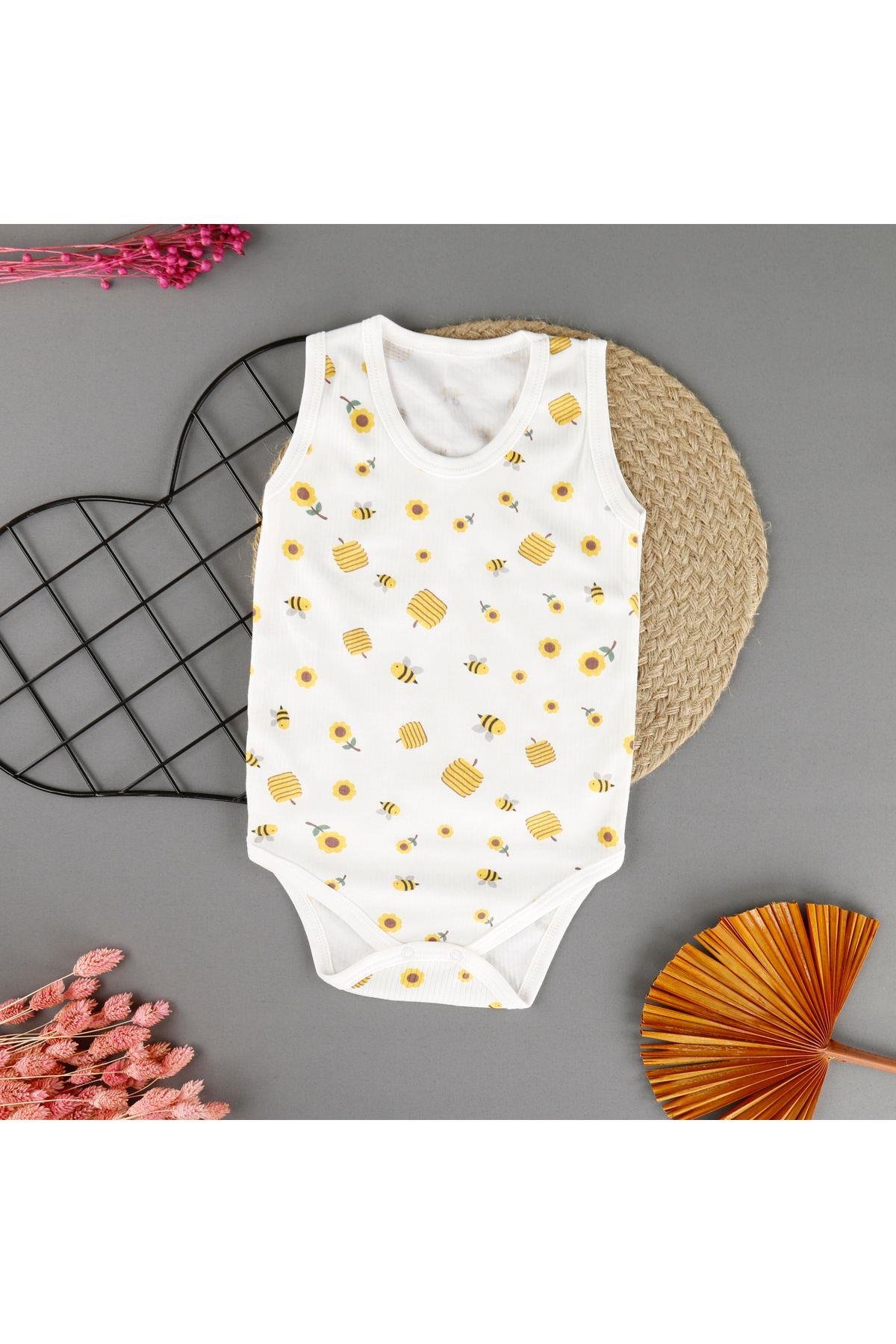Rahat Arı Desenli Çıtçıtlı Unisex Badi