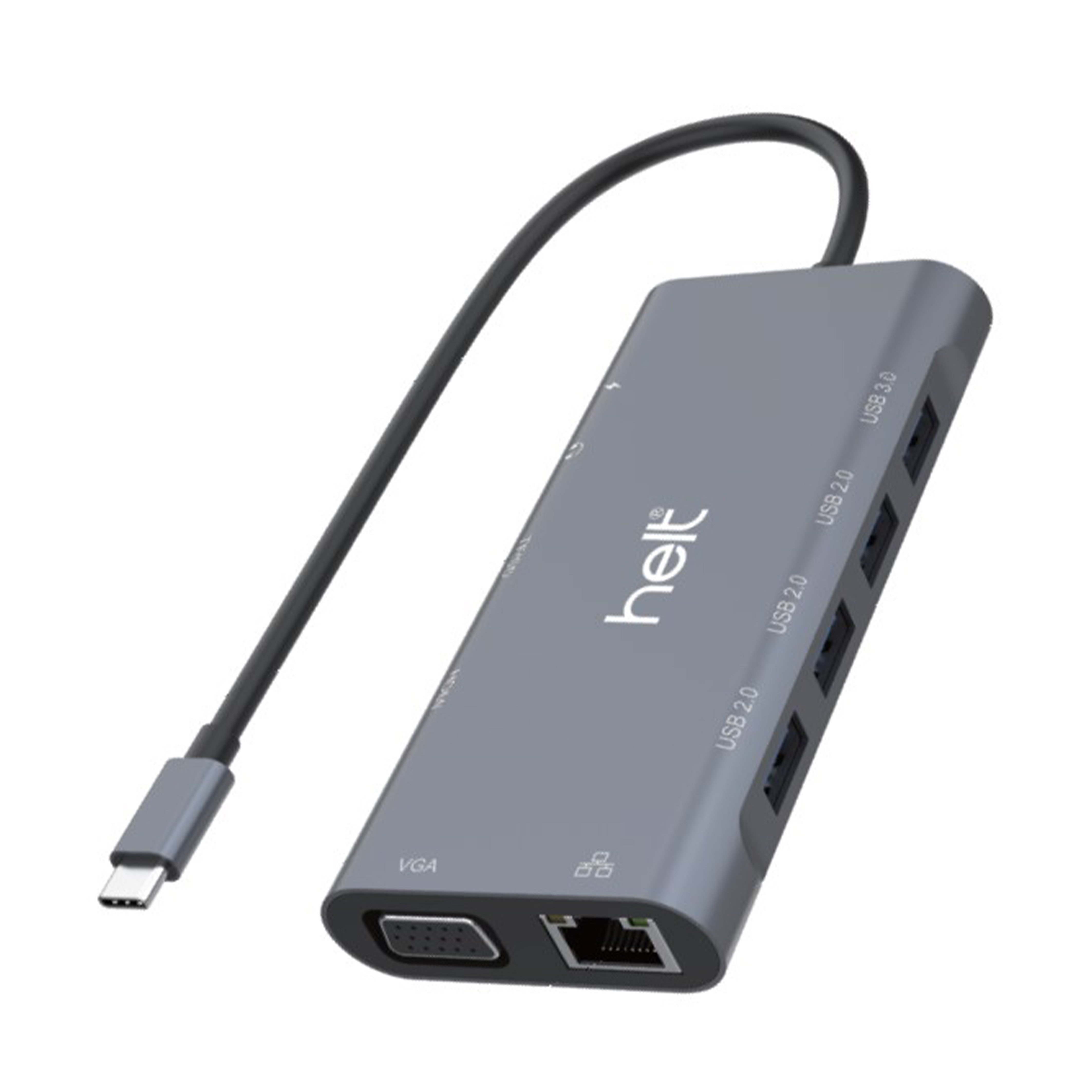 Helt HT-OT01 USB + Hdmı + Vga + Type-C + Jack + Ethernet + Sd Kart To Type-c Dönüştürücü NT-100956