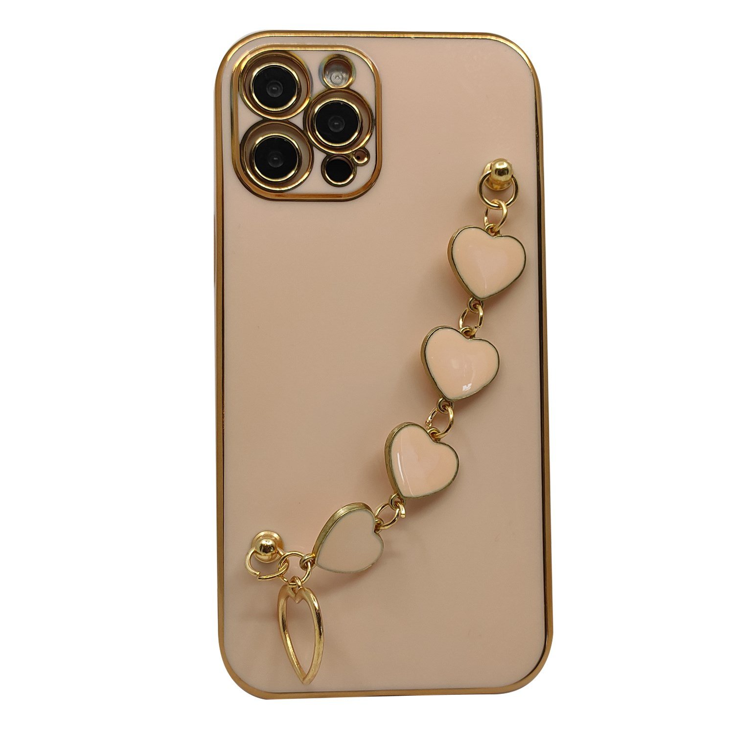 Nettech Apple iPhone 12 Pro Max Uyumlu Lüx Kalp Zincir Arka Koruma Kılıf NT-94804