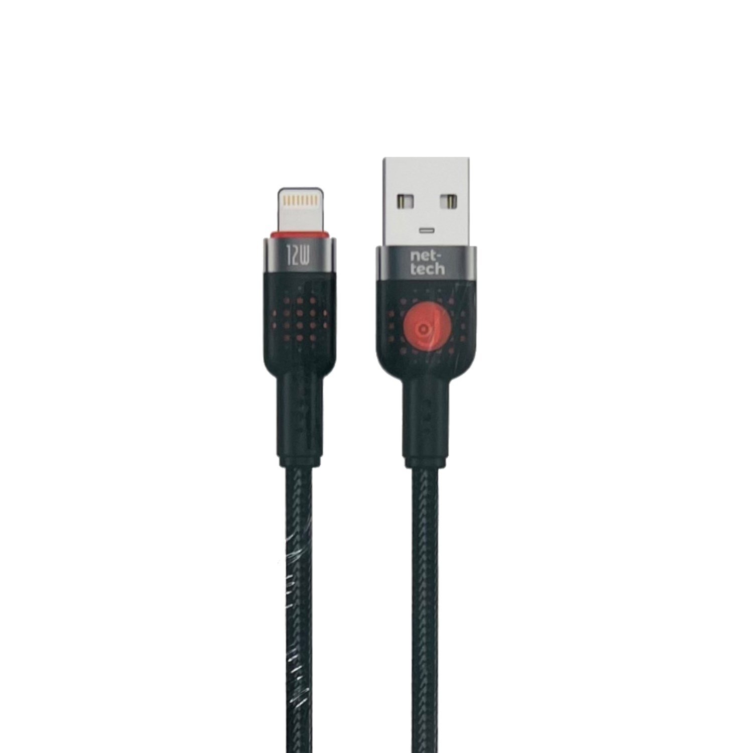 Nettech NT-DC55 12W İp Örgü 300 Cm Lightning Şarj ve Data Kablosu NT-113848
