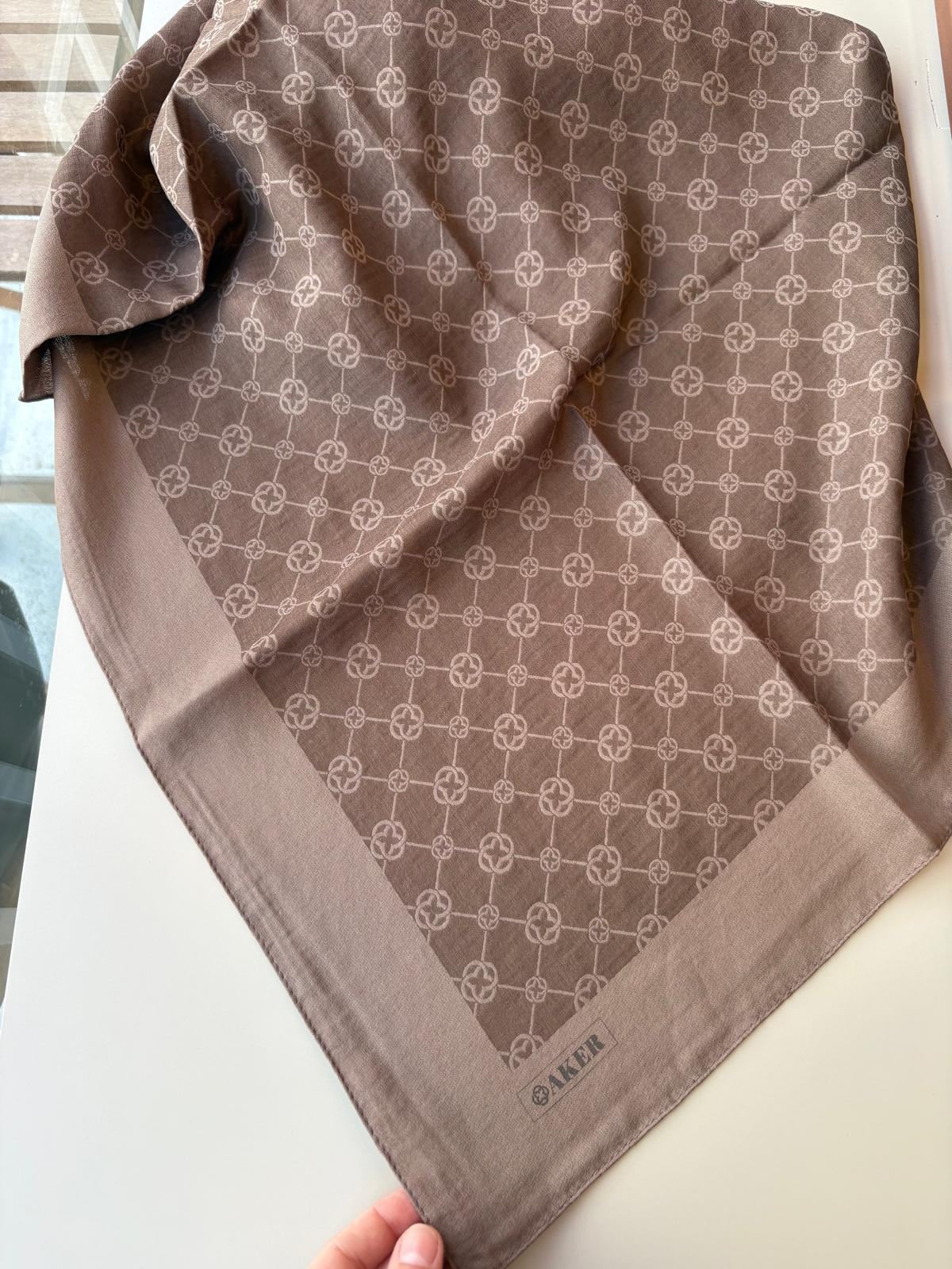 Aker Elegance Monogram Eşarp Kahverengi 