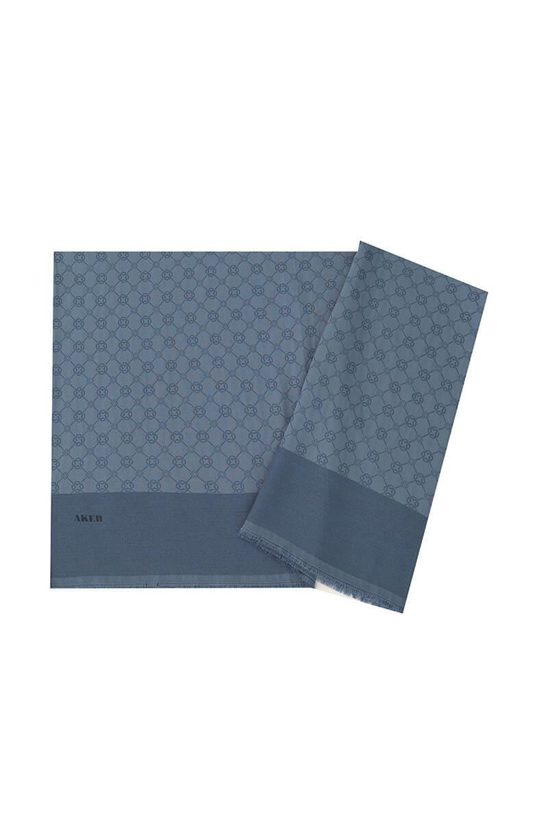 Aker Elegance Monogram Şal İndigo